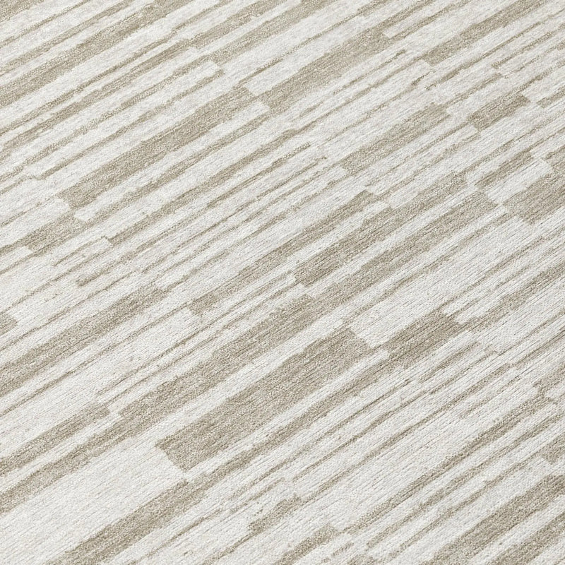 8' X 10' Ivory And Beige Striped Washable Indoor Outdoor Area Rug Homeroots Outdoor