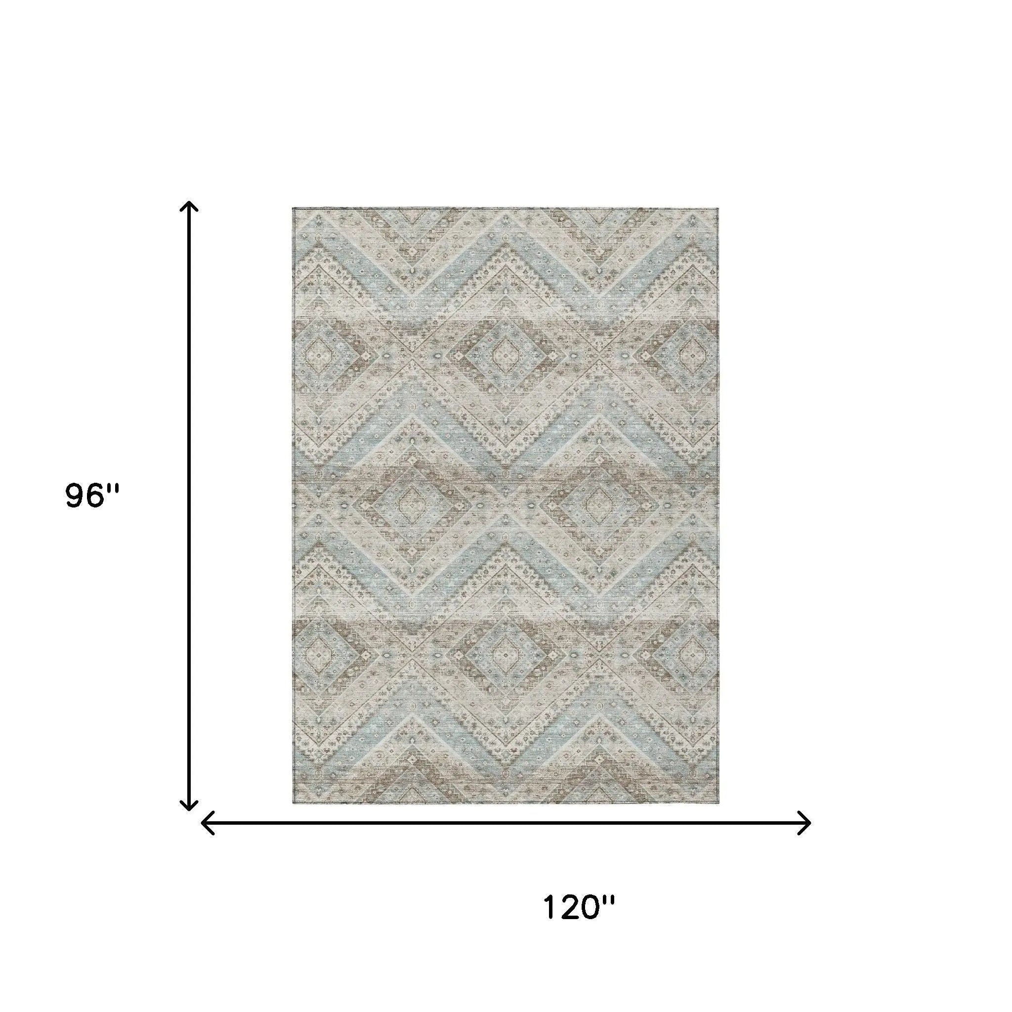 8' X 10' Ivory And Beige Tribal Washable Indoor Outdoor Area Rug Homeroots Outdoor