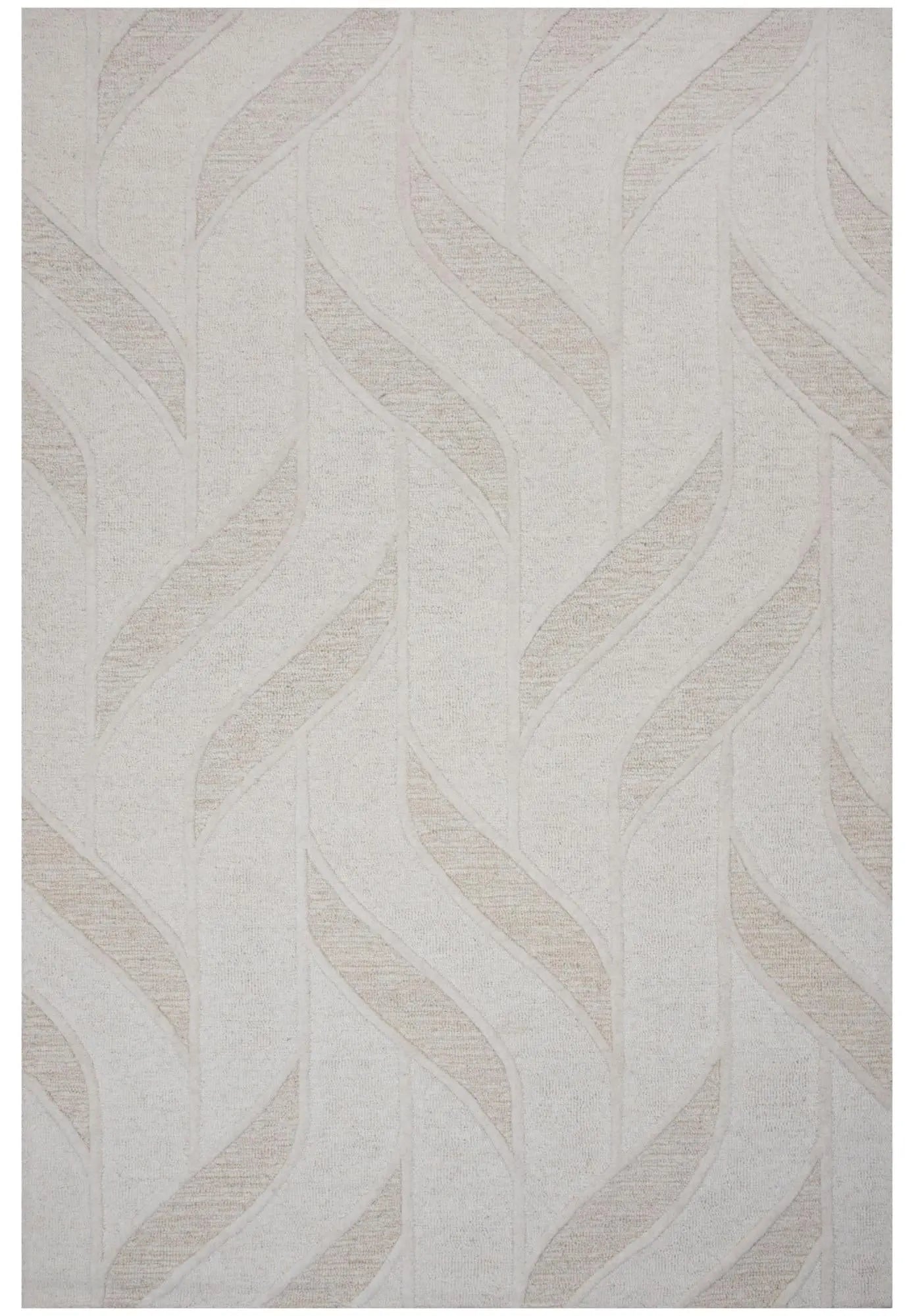 8' X 10' Ivory And Beige Wool Plaid Hand Tufted Area Rug Homeroots Home Decor