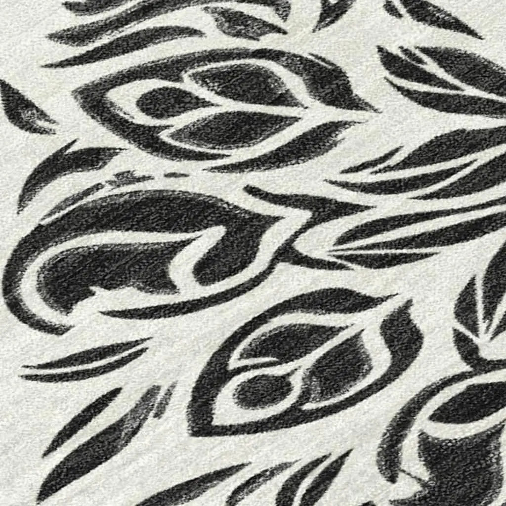 8' X 10' Ivory And Black Damask Washable Indoor Outdoor Area Rug Homeroots Outdoor