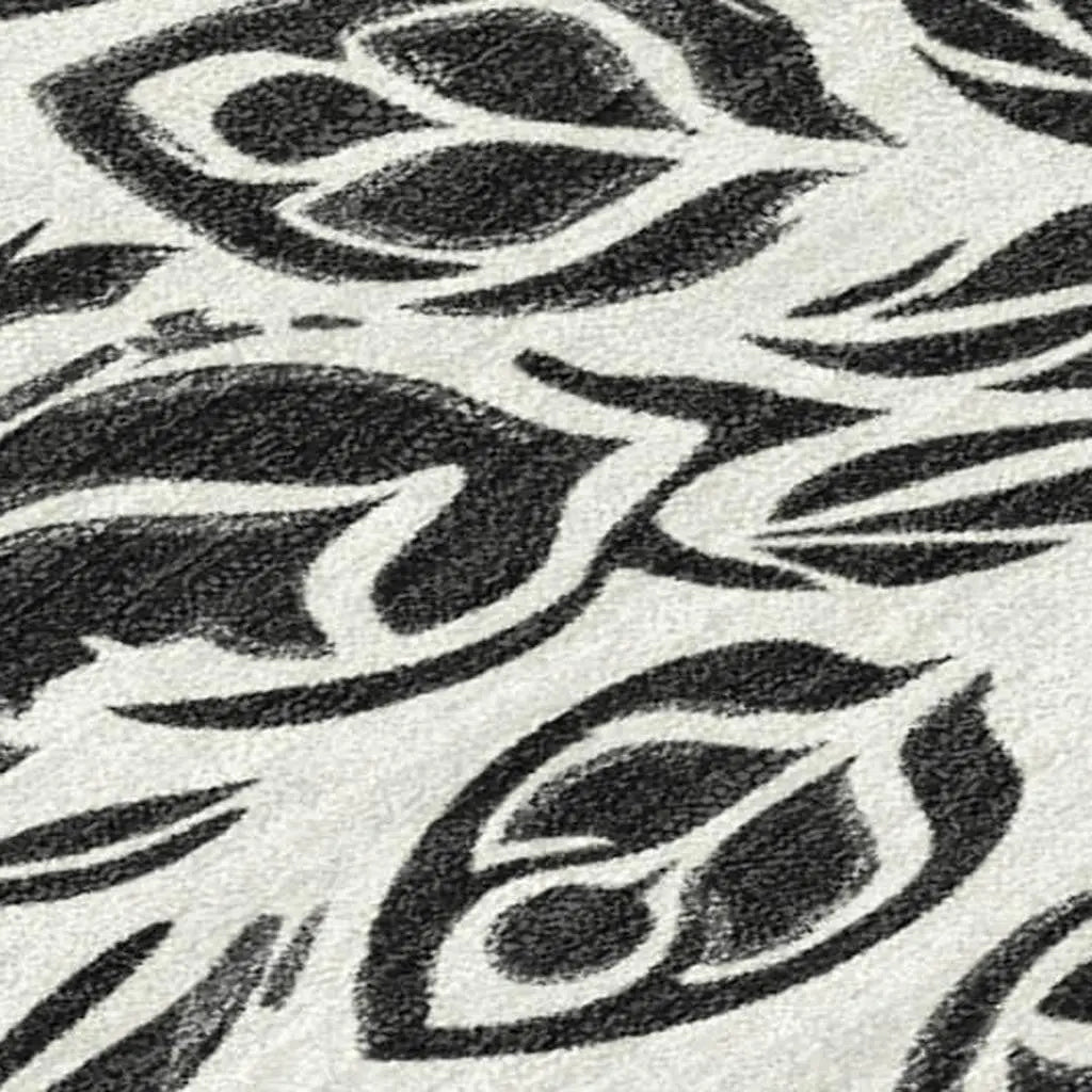 8' X 10' Ivory And Black Damask Washable Indoor Outdoor Area Rug Homeroots Outdoor