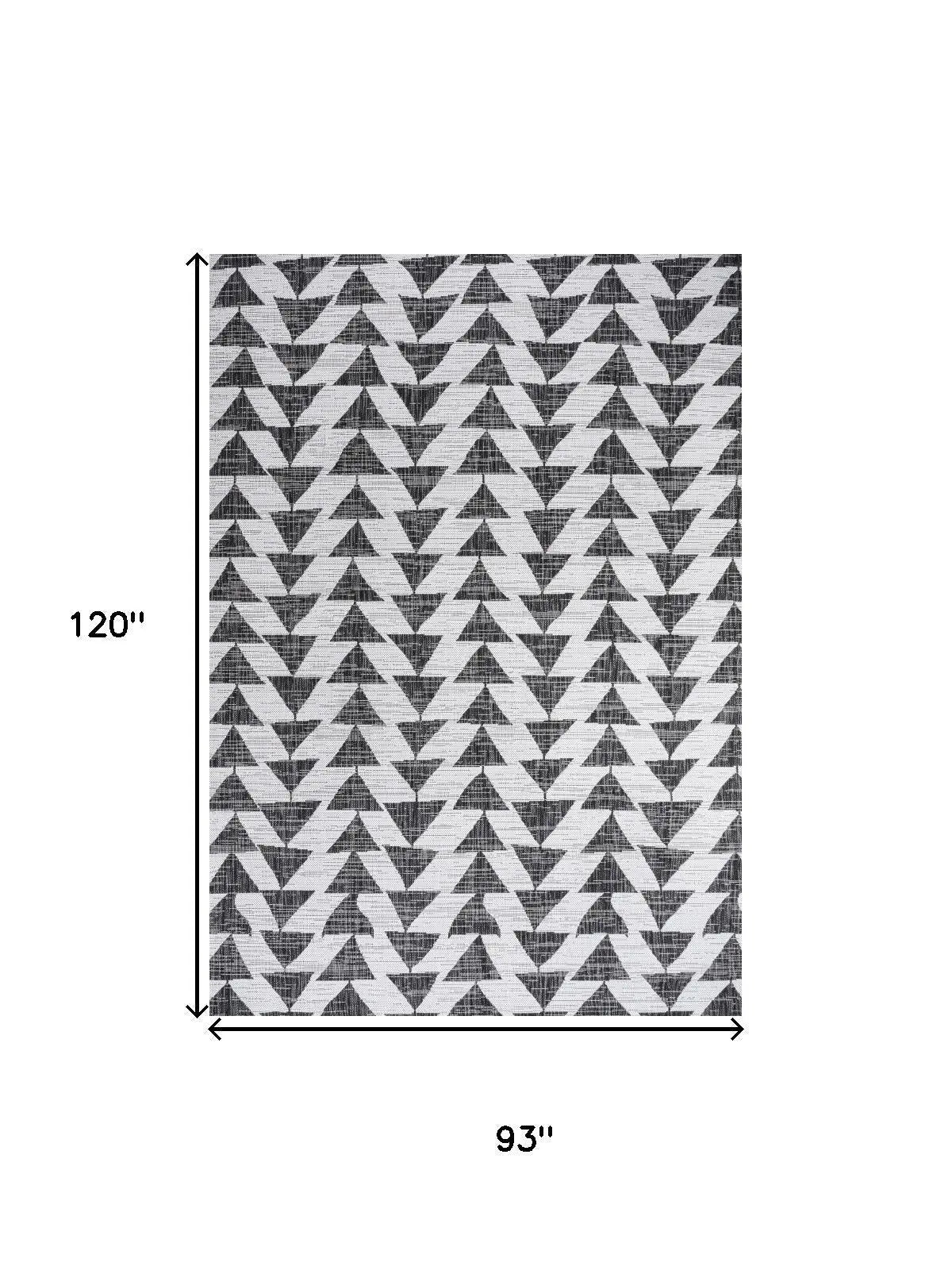 8' X 10' Ivory And Black Geometric Indoor Outdoor Area Rug Homeroots Outdoor