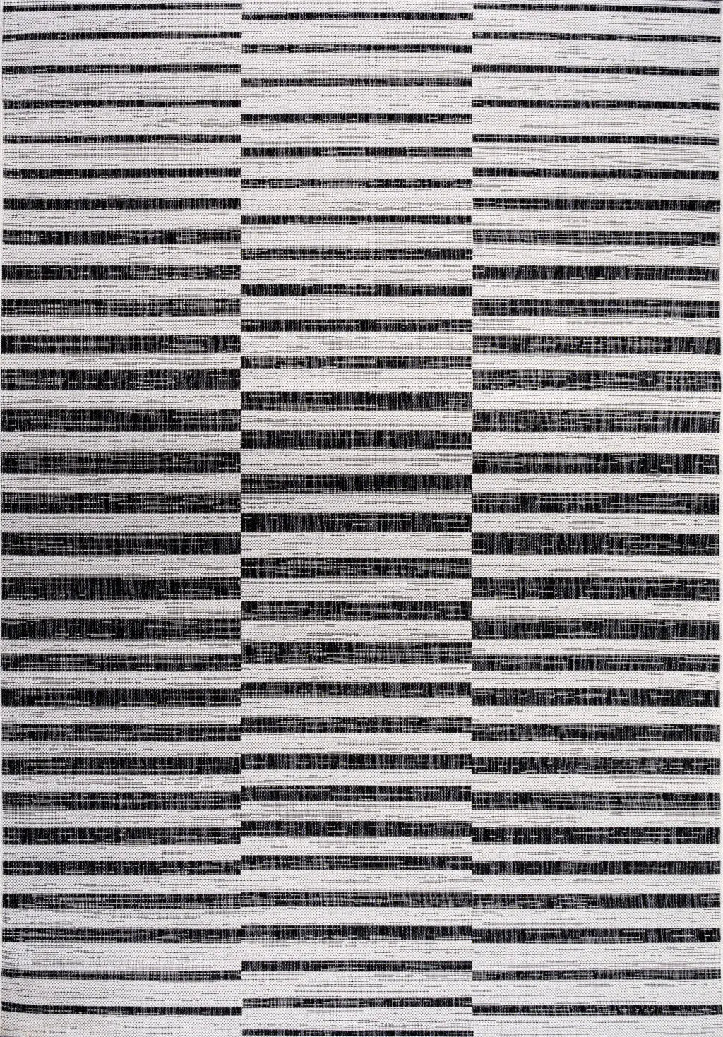 8' X 10' Ivory And Black Striped Indoor Outdoor Area Rug Homeroots Outdoor