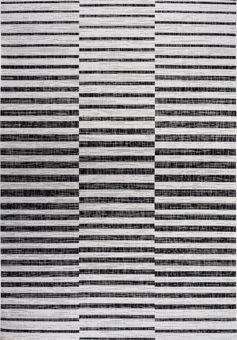 8' X 10' Ivory And Black Striped Indoor Outdoor Area Rug Homeroots Outdoor