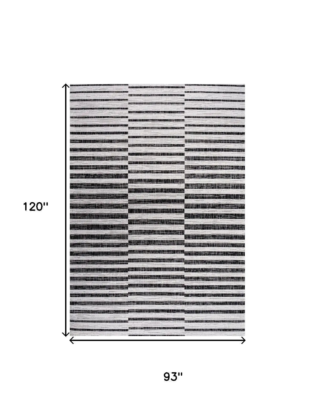 8' X 10' Ivory And Black Striped Indoor Outdoor Area Rug Homeroots Outdoor