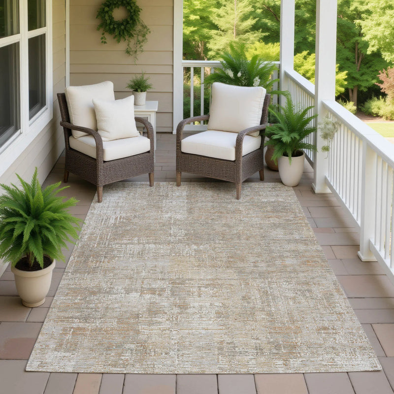 8' X 10' Ivory And Blue Abstract Washable Indoor Outdoor Area Rug Homeroots Outdoor