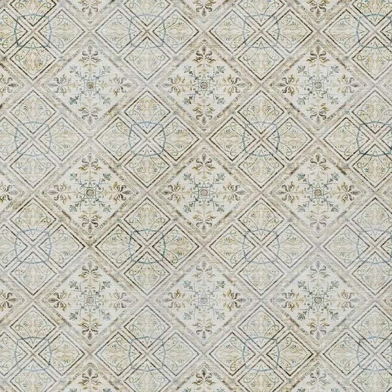 8' X 10' Ivory And Blue Geometric Washable Indoor Outdoor Area Rug Homeroots Outdoor