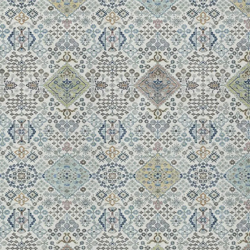8' X 10' Ivory And Blue Oriental Washable Indoor Outdoor Area Rug Homeroots Outdoor