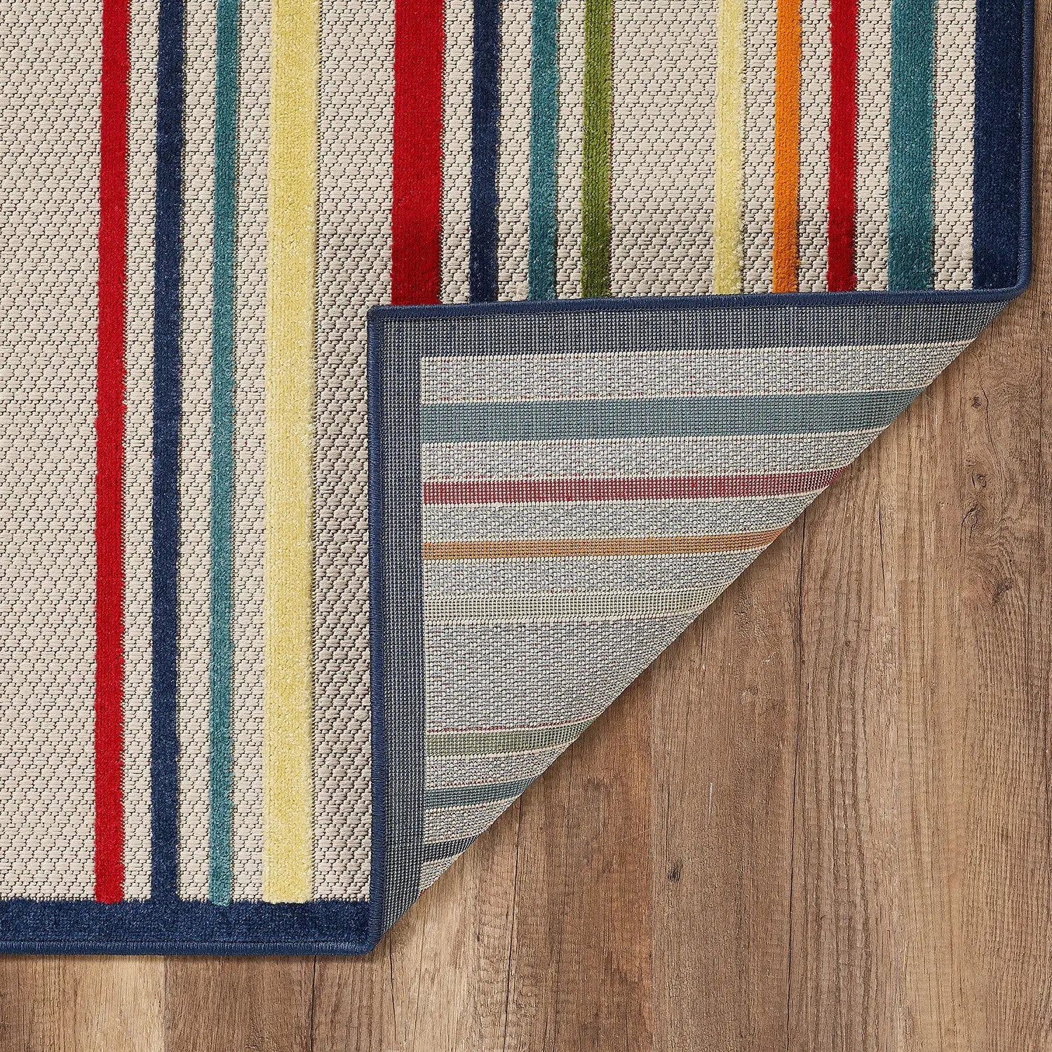 8' X 10' Ivory And Blue Striped Stain Resistant Indoor Outdoor Area Rug Homeroots Outdoor