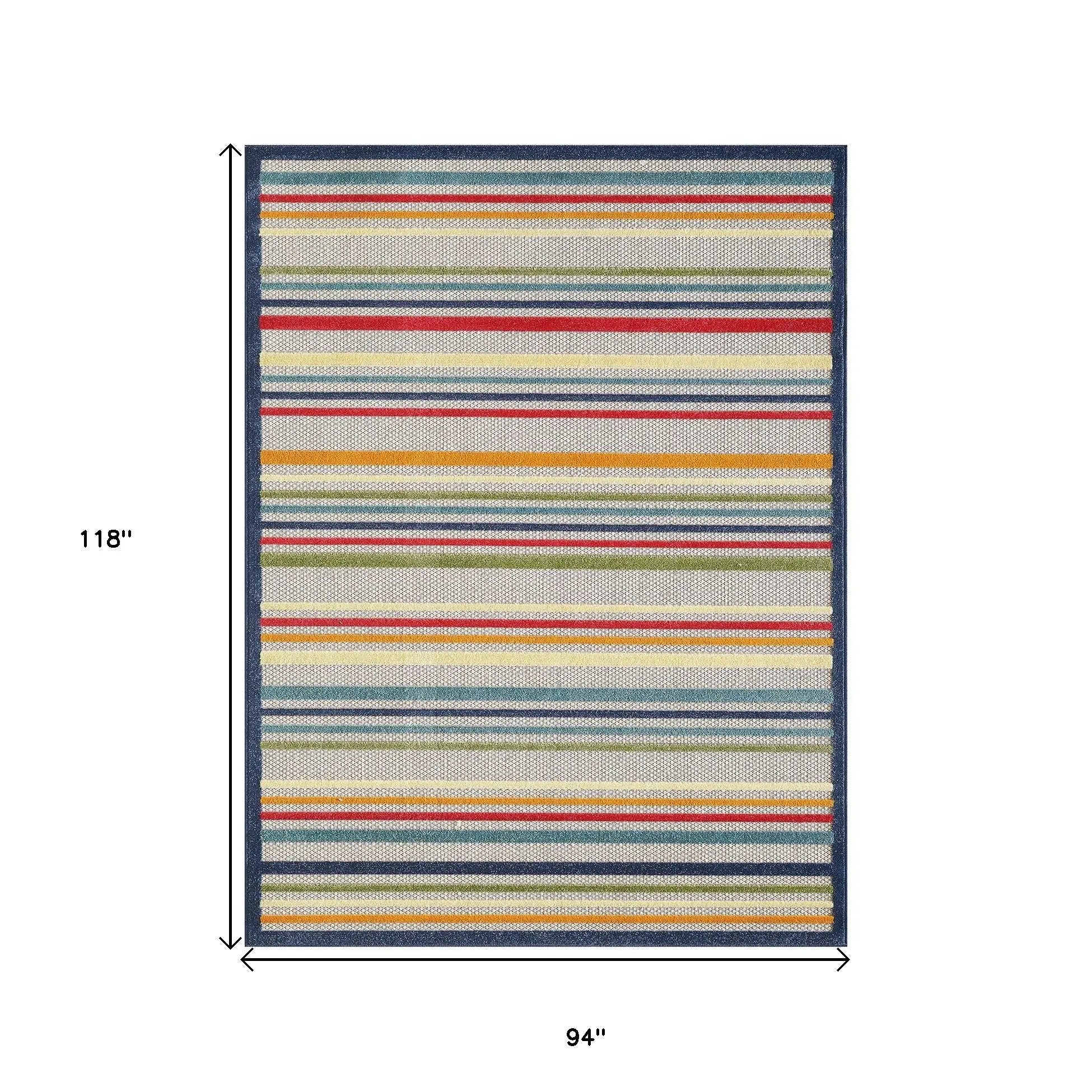 8' X 10' Ivory And Blue Striped Stain Resistant Indoor Outdoor Area Rug Homeroots Outdoor