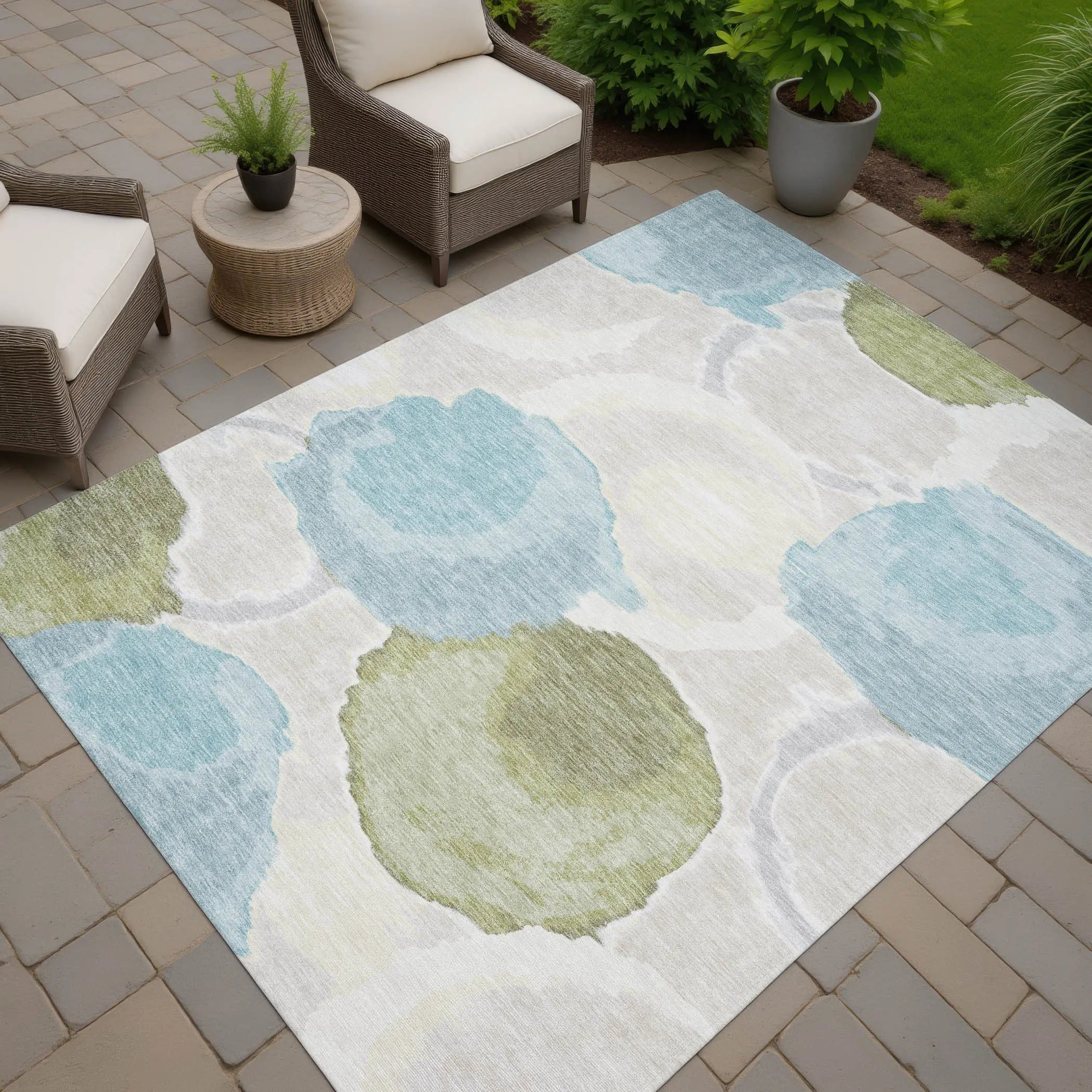 8' X 10' Ivory And Brown Abstract Washable Indoor Outdoor Area Rug Homeroots Outdoor