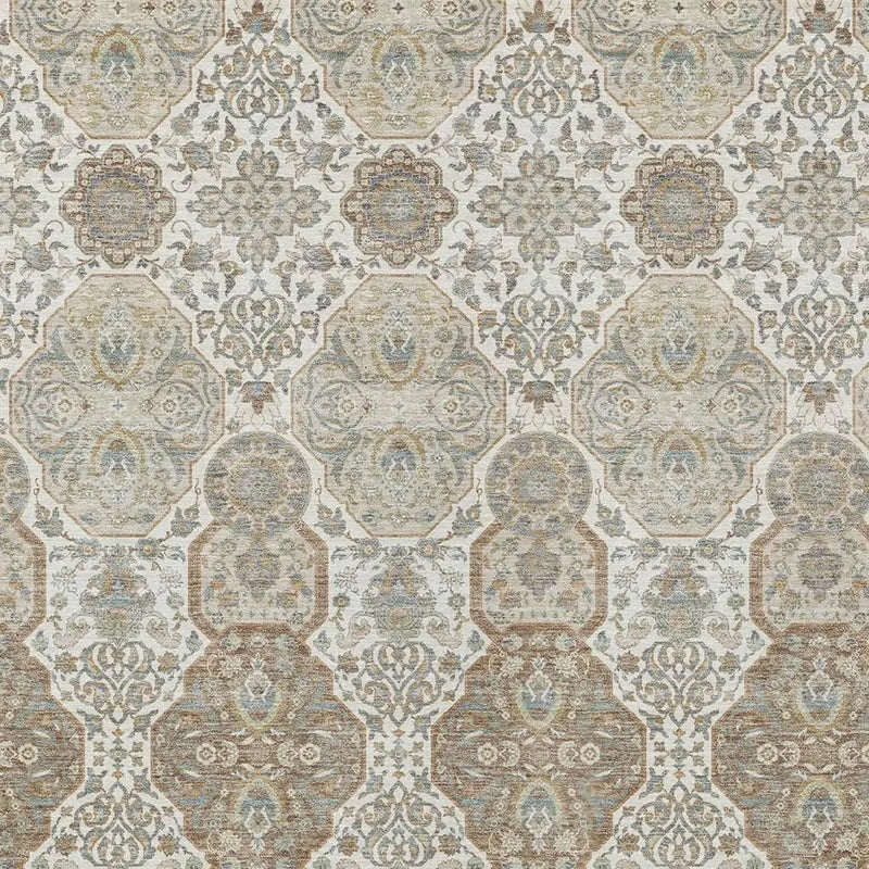 8' X 10' Ivory And Brown Floral Washable Indoor Outdoor Area Rug Homeroots Outdoor