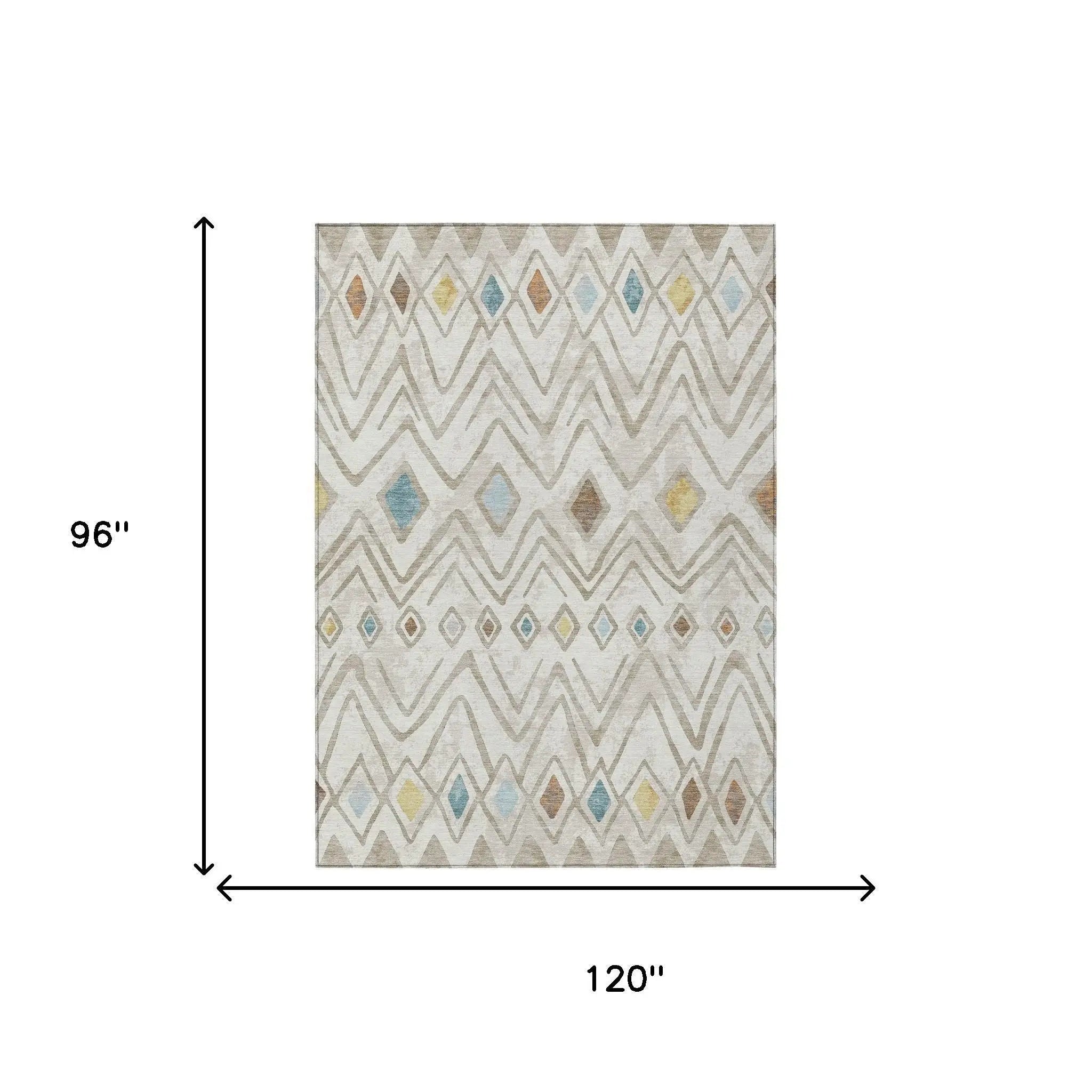 8' X 10' Ivory And Brown Geometric Washable Indoor Outdoor Area Rug Homeroots Outdoor