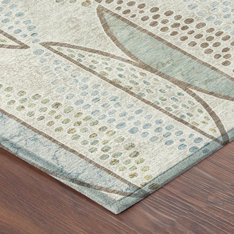 8' X 10' Ivory And Brown Geometric Washable Indoor Outdoor Area Rug Homeroots Outdoor