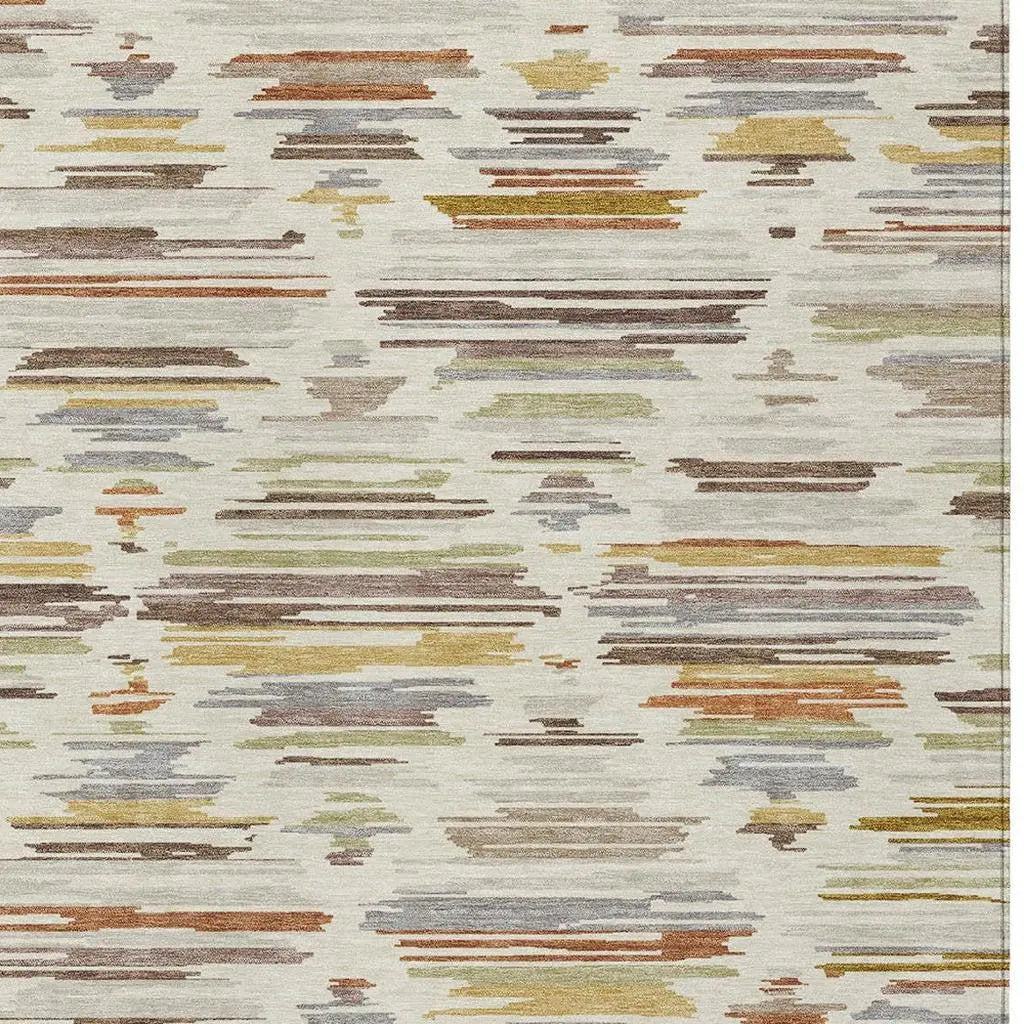 8' X 10' Ivory And Brown Southwestern Washable Indoor Outdoor Area Rug Homeroots Outdoor