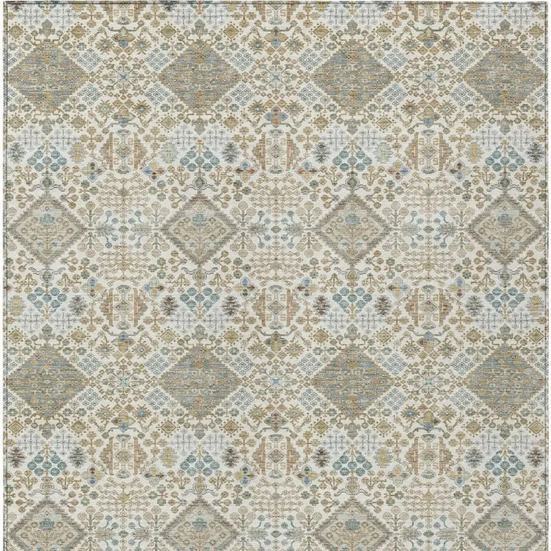 8' X 10' Ivory And Copper Geometric Washable Indoor Outdoor Area Rug Homeroots Outdoor
