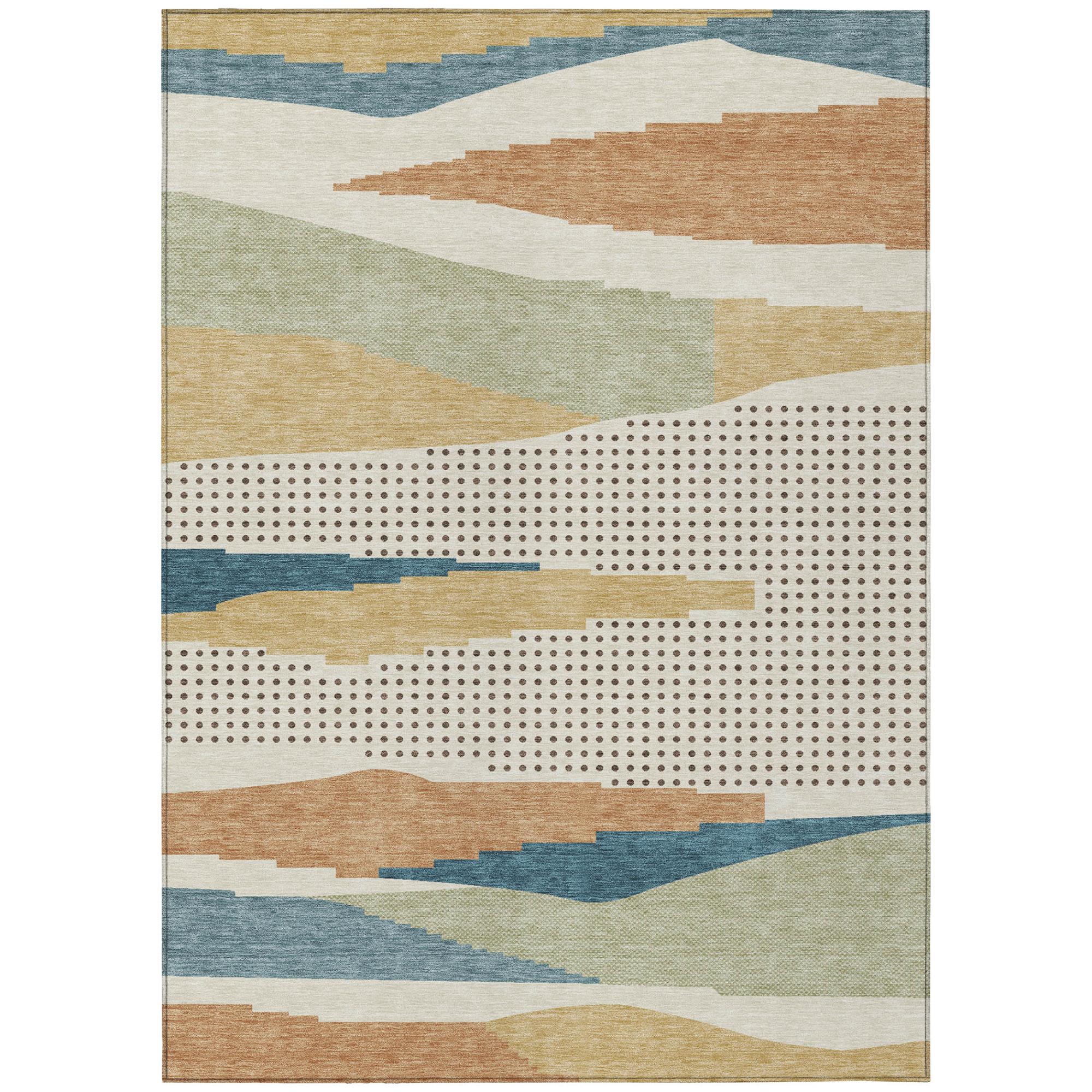 8' X 10' Ivory And Cream Abstract Washable Indoor Outdoor Area Rug Homeroots Outdoor