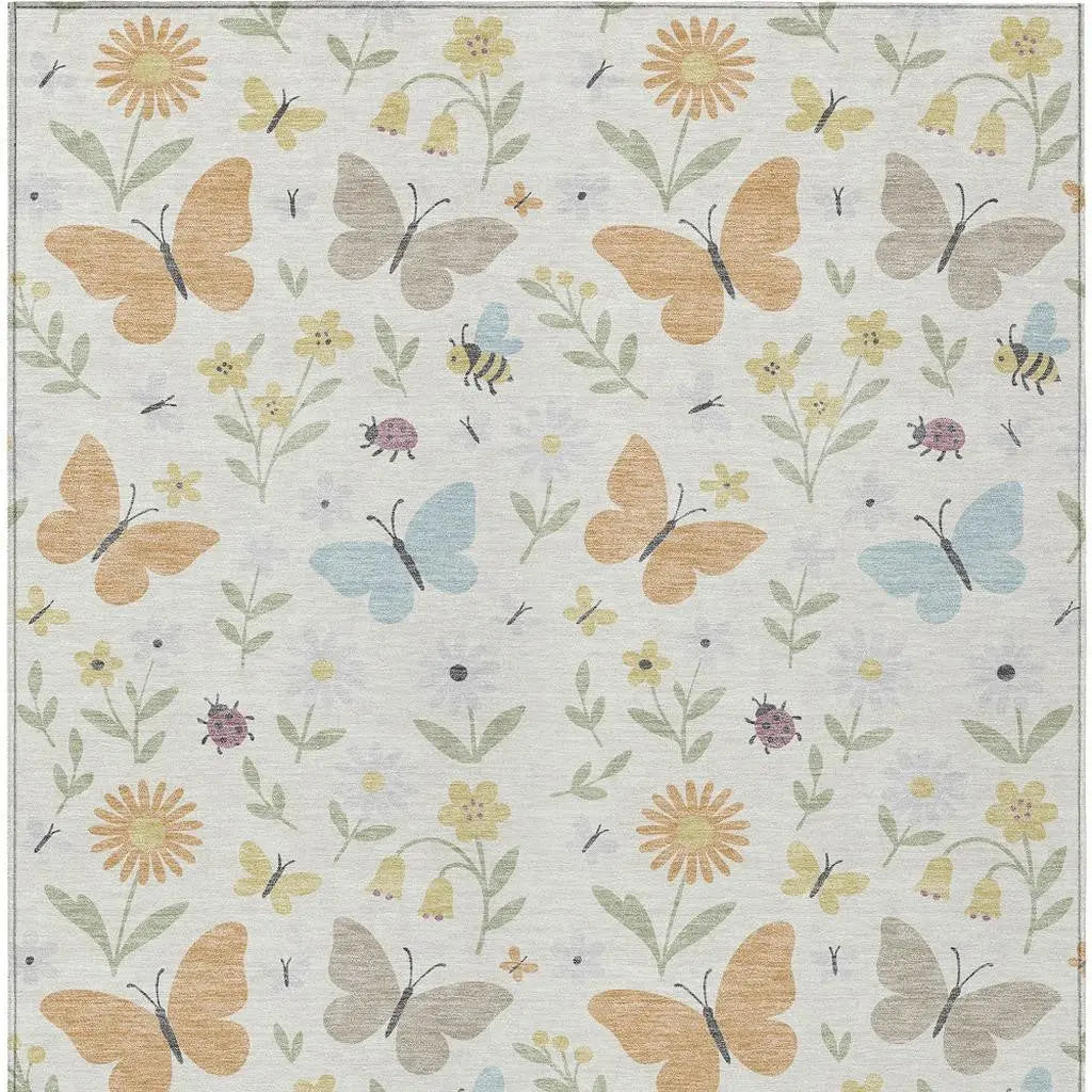 8' X 10' Ivory And Cream Abstract Washable Indoor Outdoor Area Rug Homeroots Outdoor