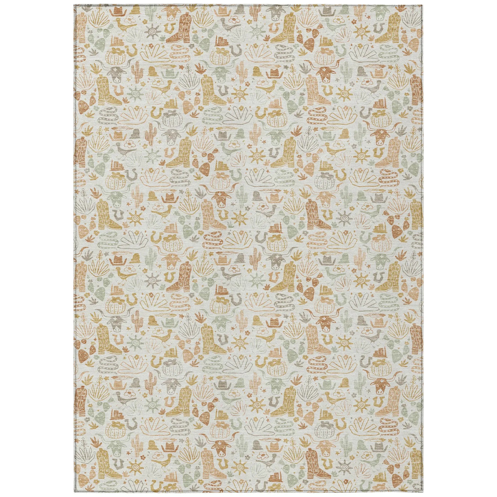 8' X 10' Ivory And Cream Stars Washable Indoor Outdoor Area Rug Homeroots Outdoor