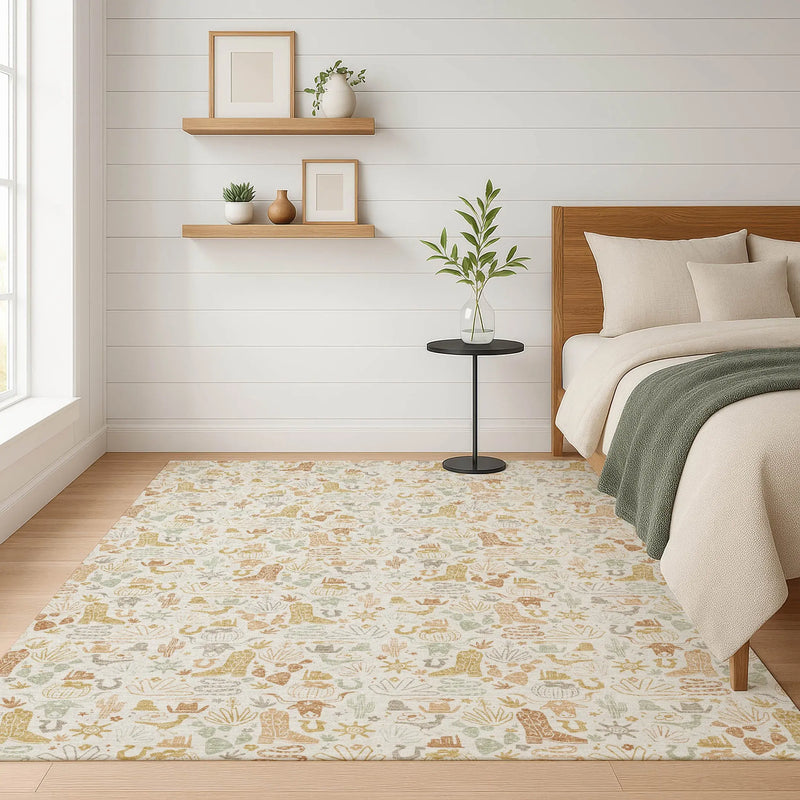 8' X 10' Ivory And Cream Stars Washable Indoor Outdoor Area Rug Homeroots Outdoor