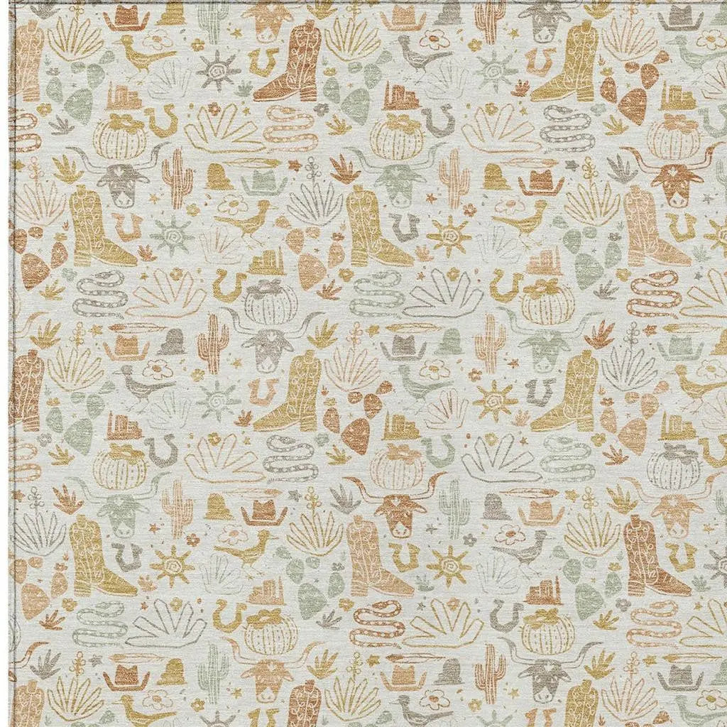 8' X 10' Ivory And Cream Stars Washable Indoor Outdoor Area Rug Homeroots Outdoor