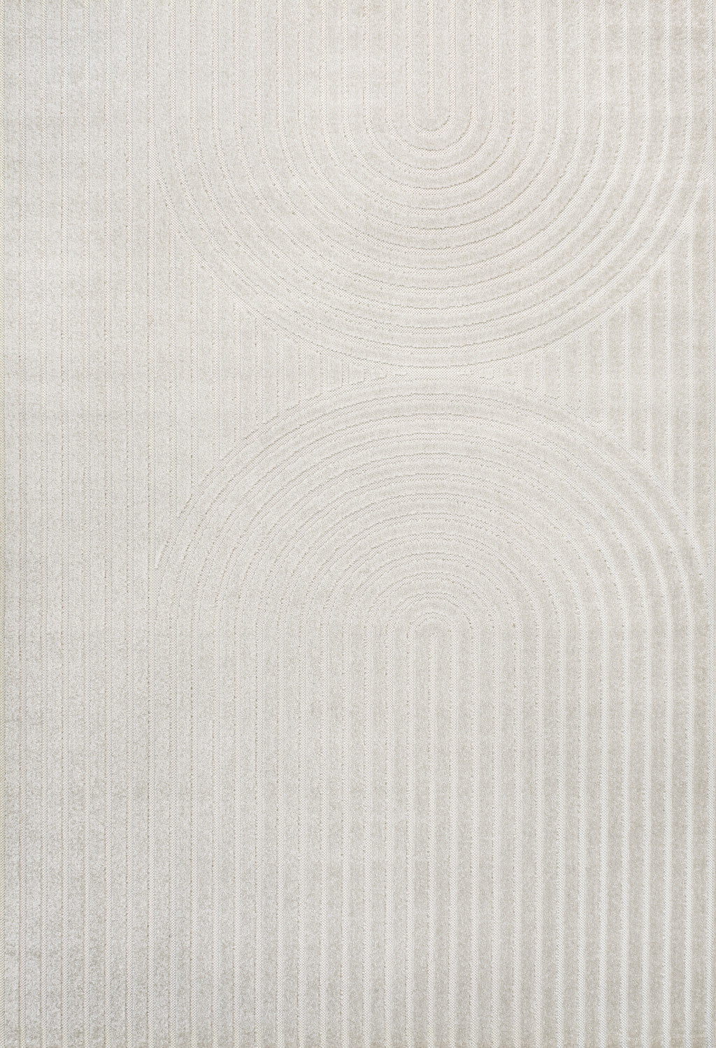 8' X 10' Ivory And Cream Striped Indoor Outdoor Area Rug - GreatEagleInc