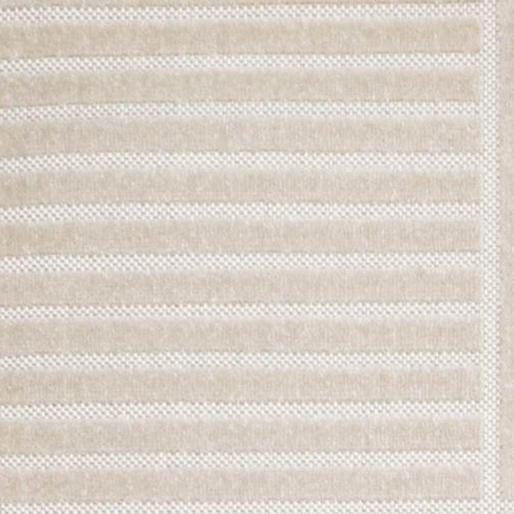 8' X 10' Ivory And Cream Striped Indoor Outdoor Area Rug - GreatEagleInc