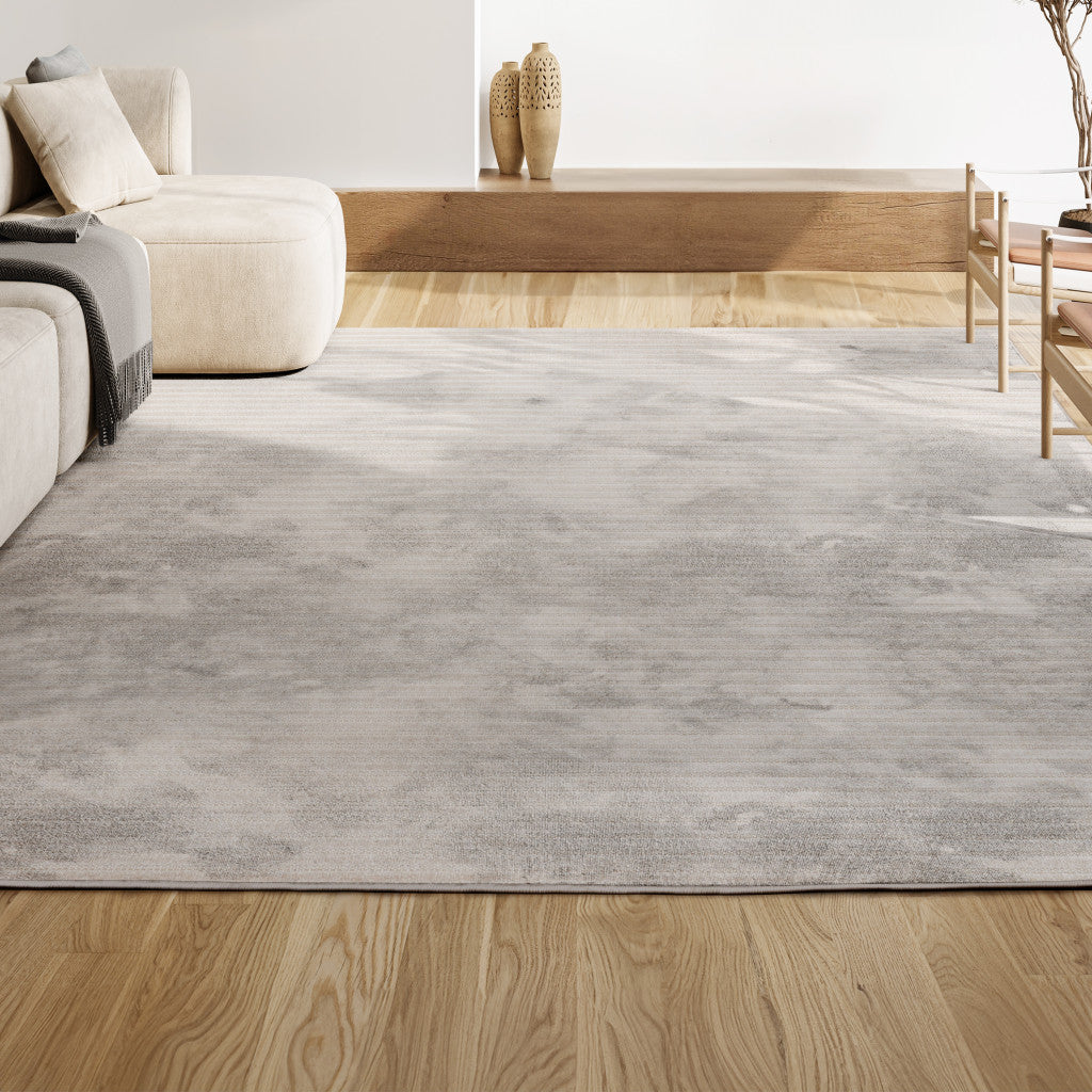 8' X 10' Ivory And Cream Striped Indoor Outdoor Area Rug - GreatEagleInc