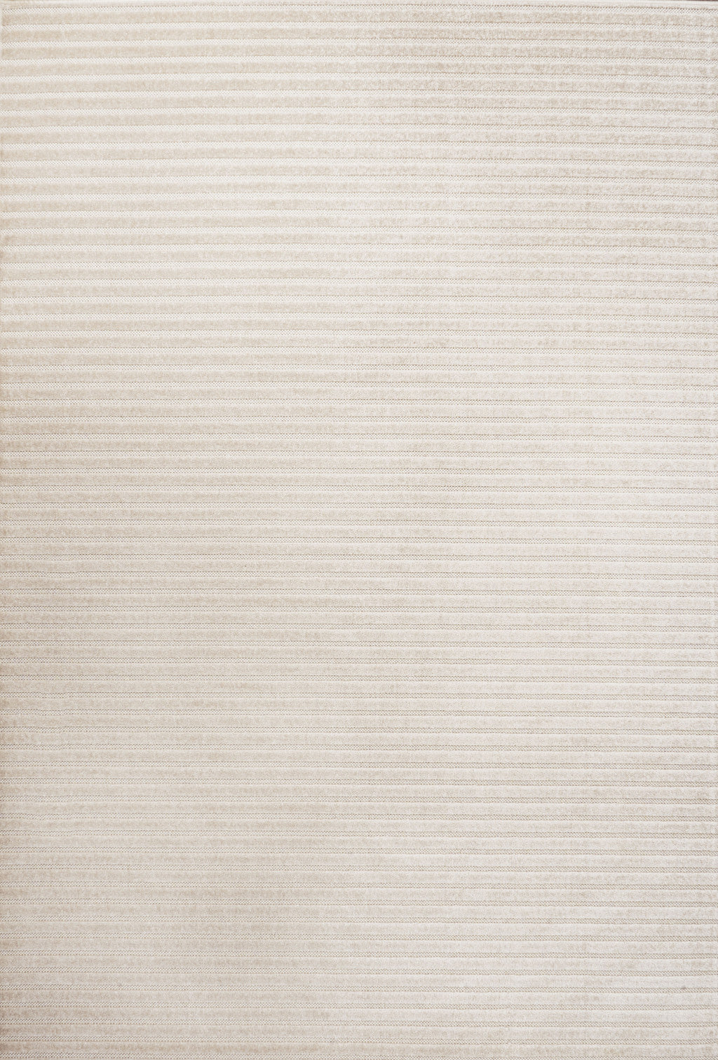 8' X 10' Ivory And Cream Striped Indoor Outdoor Area Rug - GreatEagleInc