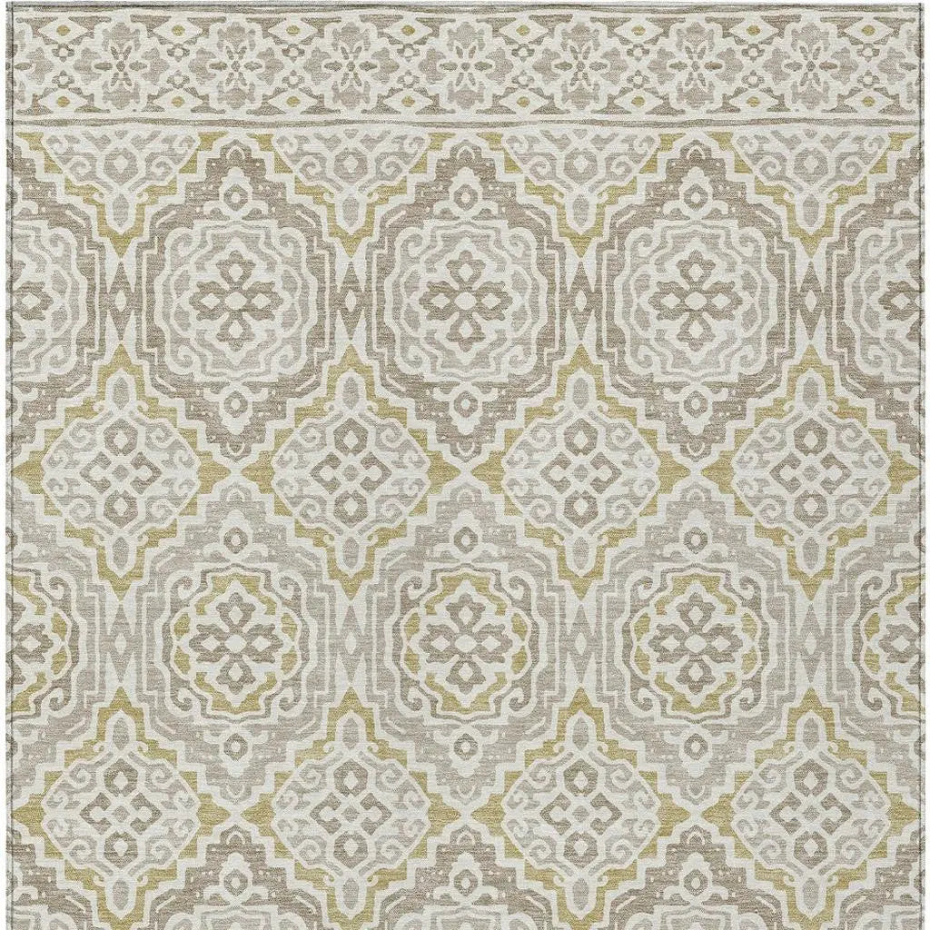 8' X 10' Ivory And Denim Blue Tribal Washable Indoor Outdoor Area Rug Homeroots Outdoor