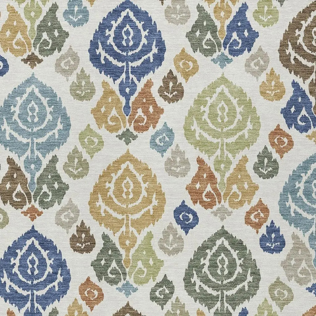 8' X 10' Ivory And Gold Damask Washable Indoor Outdoor Area Rug Homeroots Outdoor