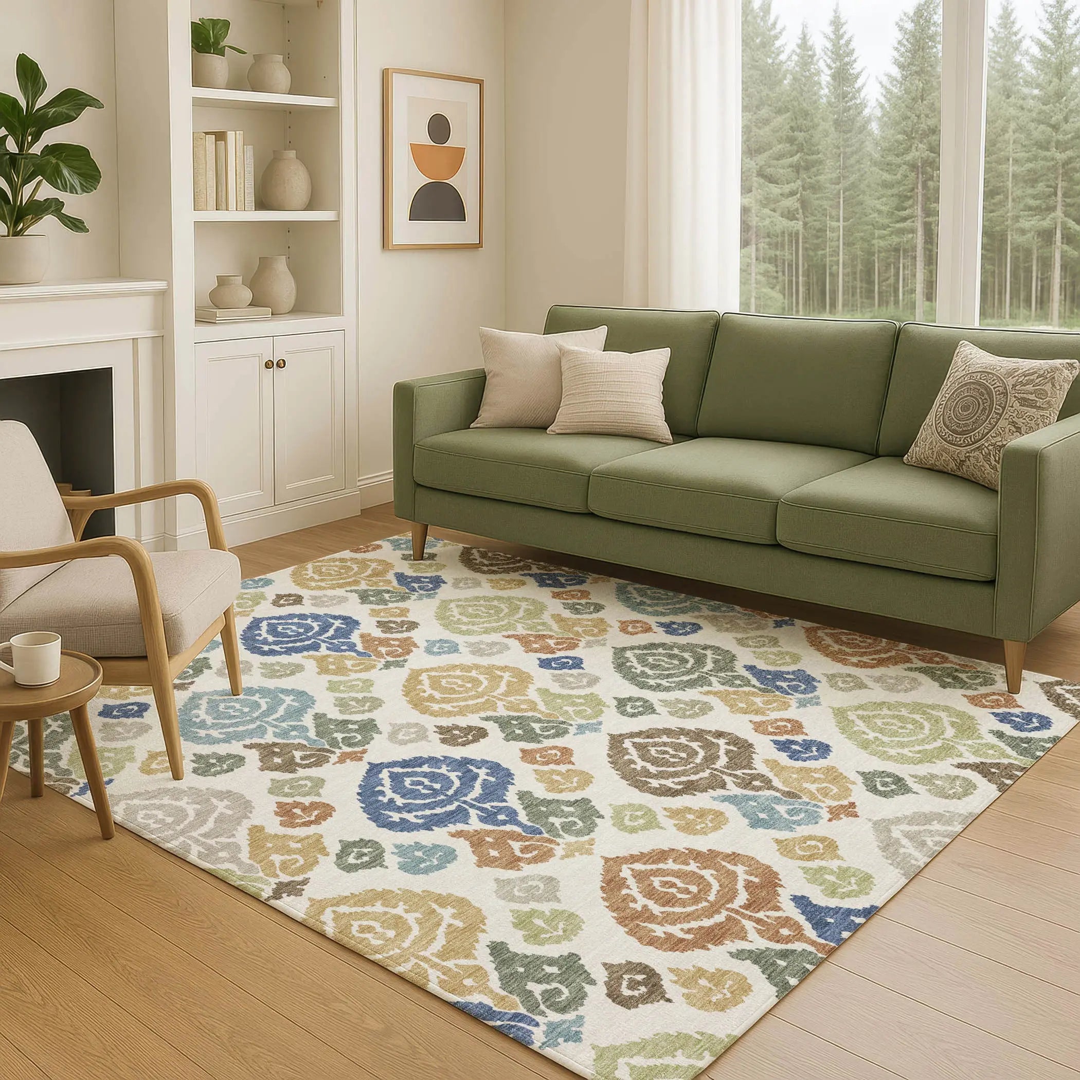 8' X 10' Ivory And Gold Damask Washable Indoor Outdoor Area Rug Homeroots Outdoor