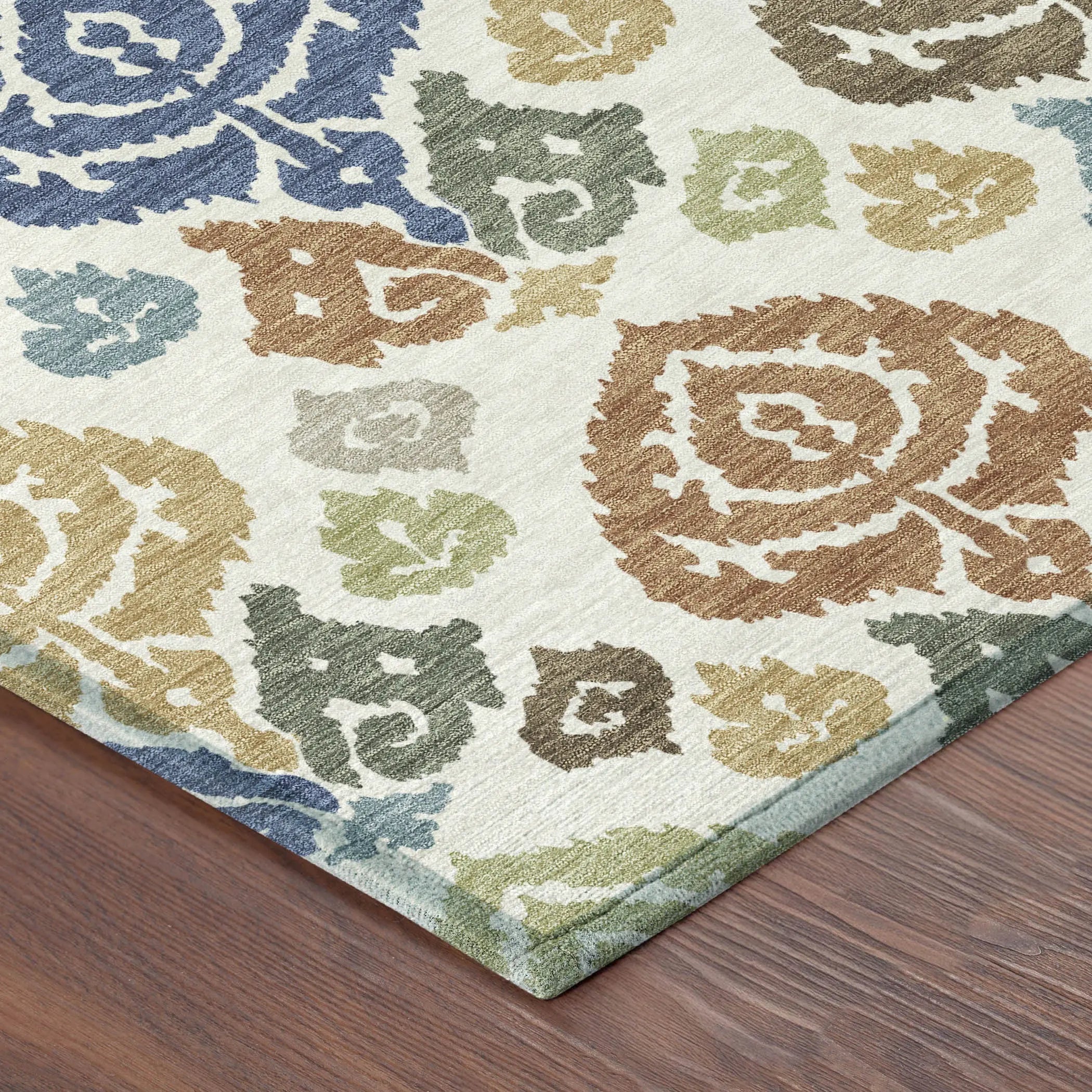 8' X 10' Ivory And Gold Damask Washable Indoor Outdoor Area Rug Homeroots Outdoor