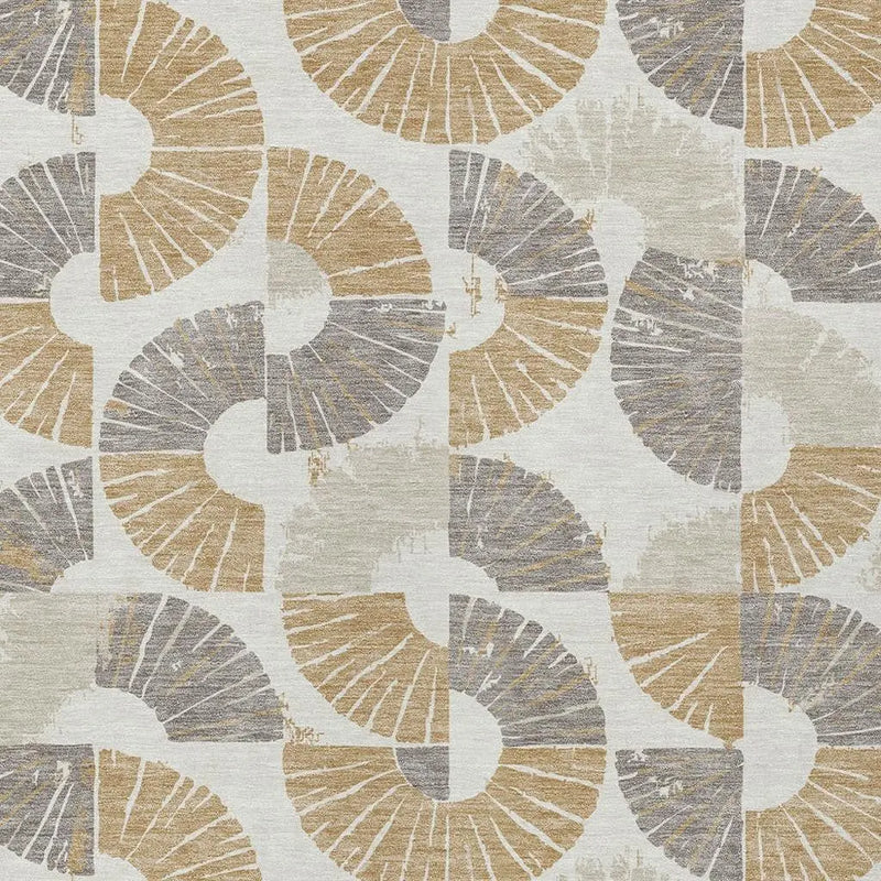 8' X 10' Ivory And Gold Geometric Washable Indoor Outdoor Area Rug Homeroots Outdoor