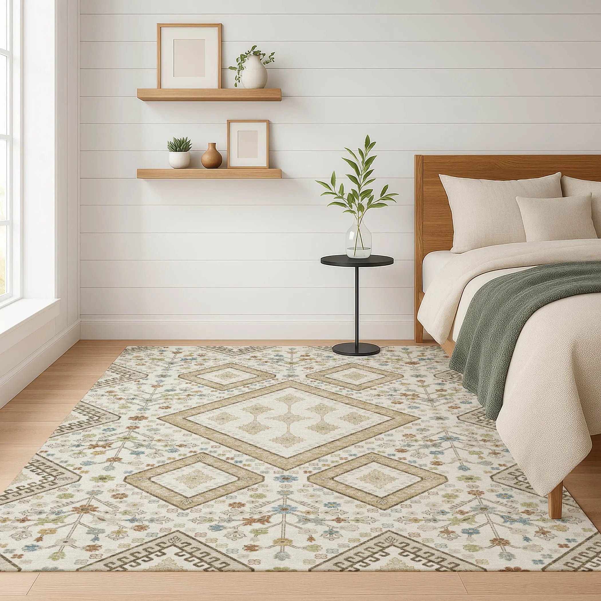 8' X 10' Ivory And Gold Medallion Washable Indoor Outdoor Area Rug Homeroots Outdoor
