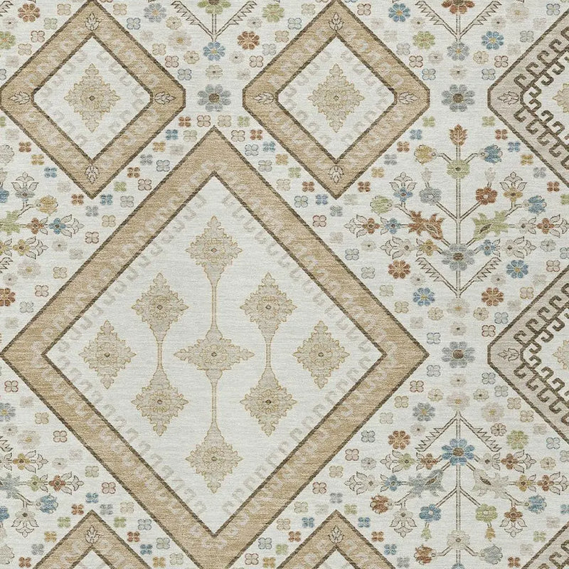 8' X 10' Ivory And Gold Medallion Washable Indoor Outdoor Area Rug Homeroots Outdoor