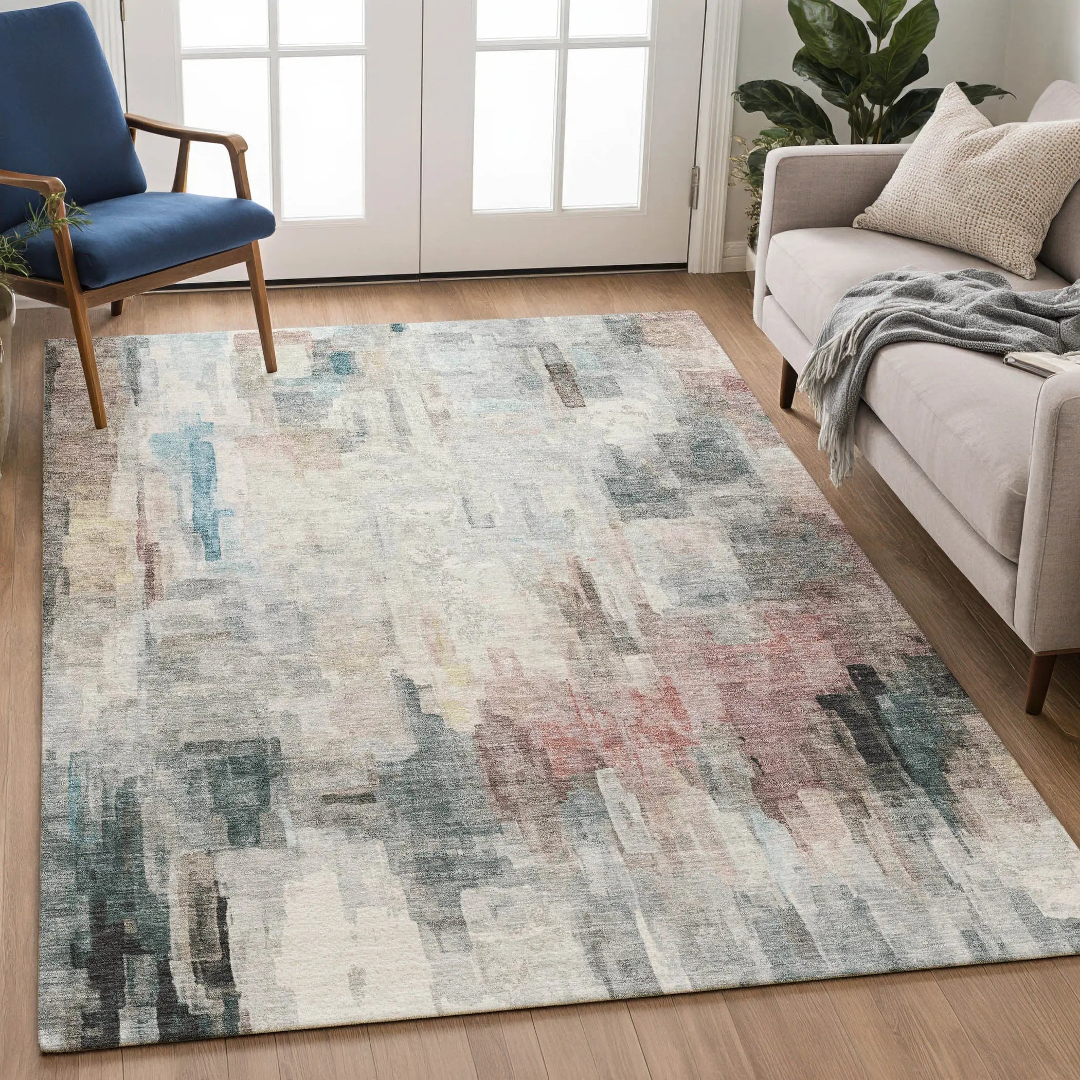 8' X 10' Ivory And Gray Abstract Washable Indoor Outdoor Area Rug Homeroots Outdoor