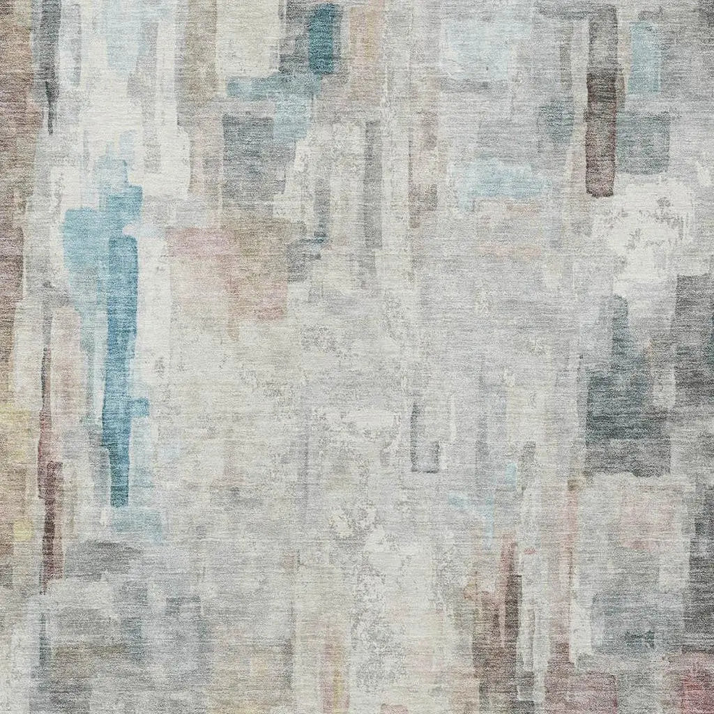 8' X 10' Ivory And Gray Abstract Washable Indoor Outdoor Area Rug Homeroots Outdoor