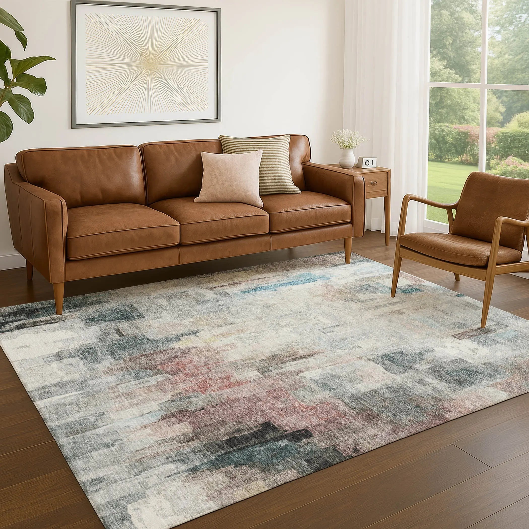 8' X 10' Ivory And Gray Abstract Washable Indoor Outdoor Area Rug Homeroots Outdoor