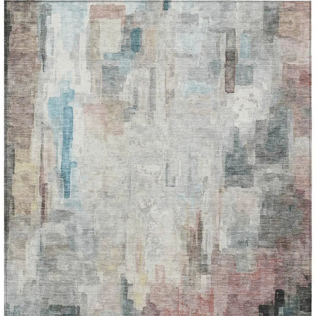 8' X 10' Ivory And Gray Abstract Washable Indoor Outdoor Area Rug Homeroots Outdoor