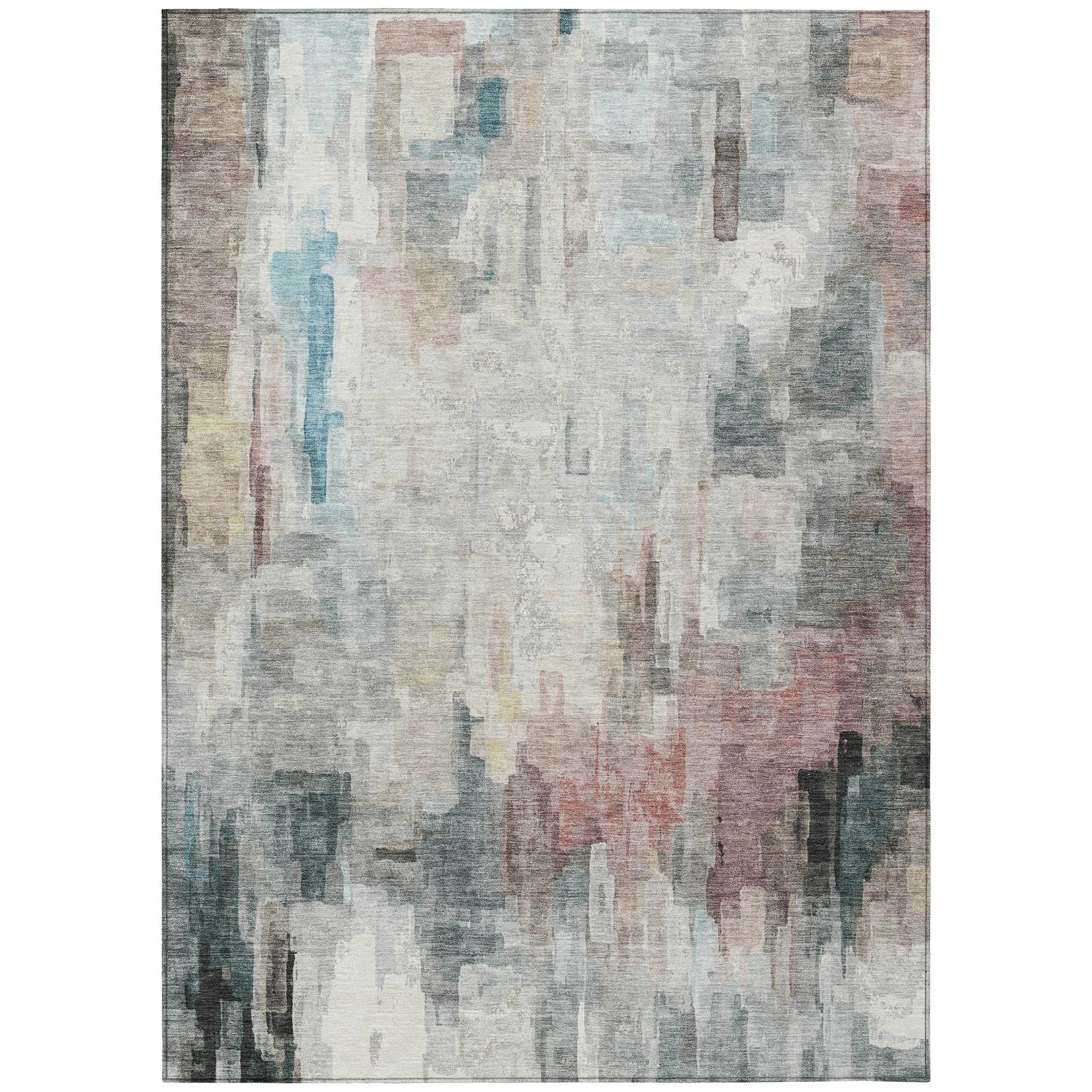 8' X 10' Ivory And Gray Abstract Washable Indoor Outdoor Area Rug Homeroots Outdoor