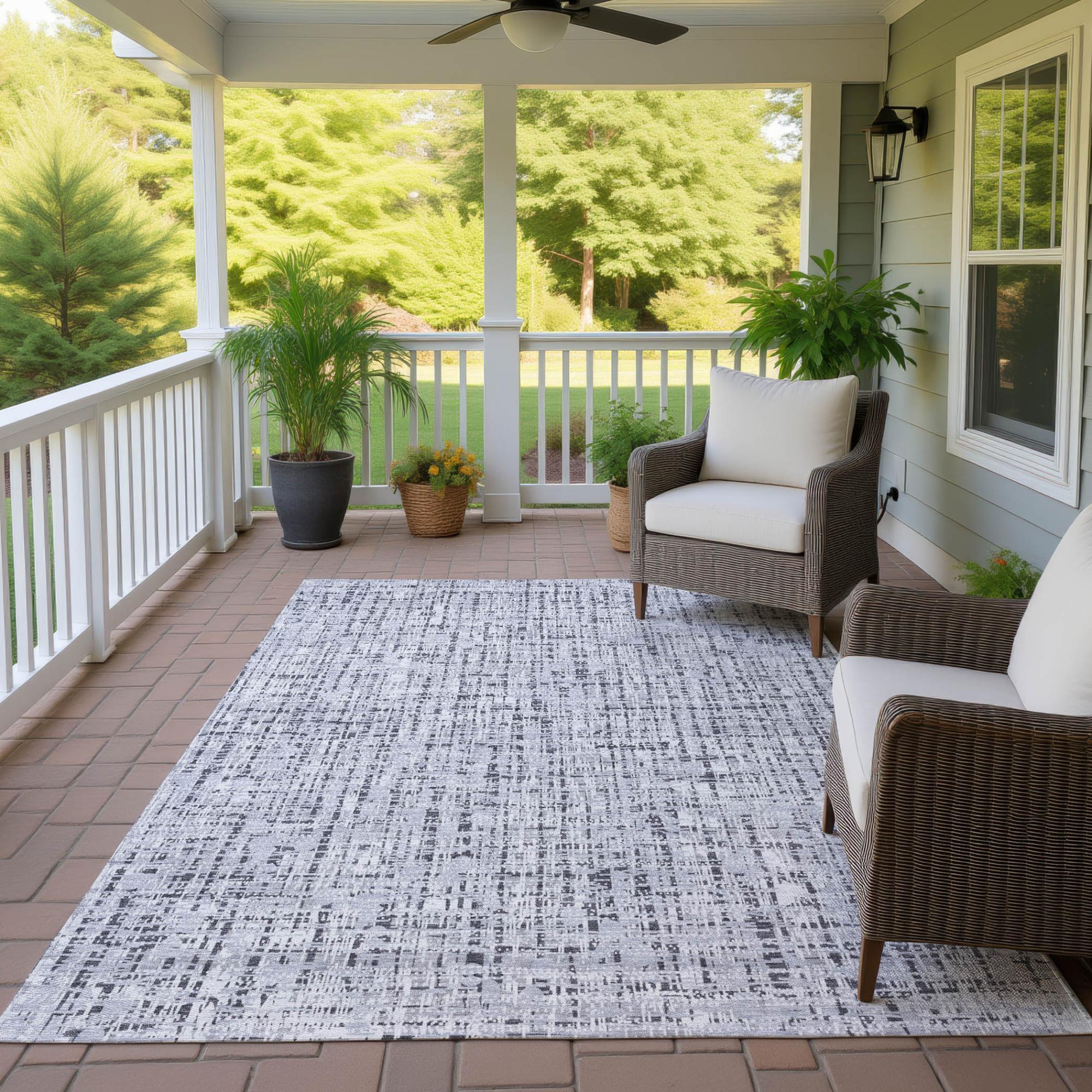 8' X 10' Ivory And Gray Abstract Washable Indoor Outdoor Area Rug Homeroots Outdoor