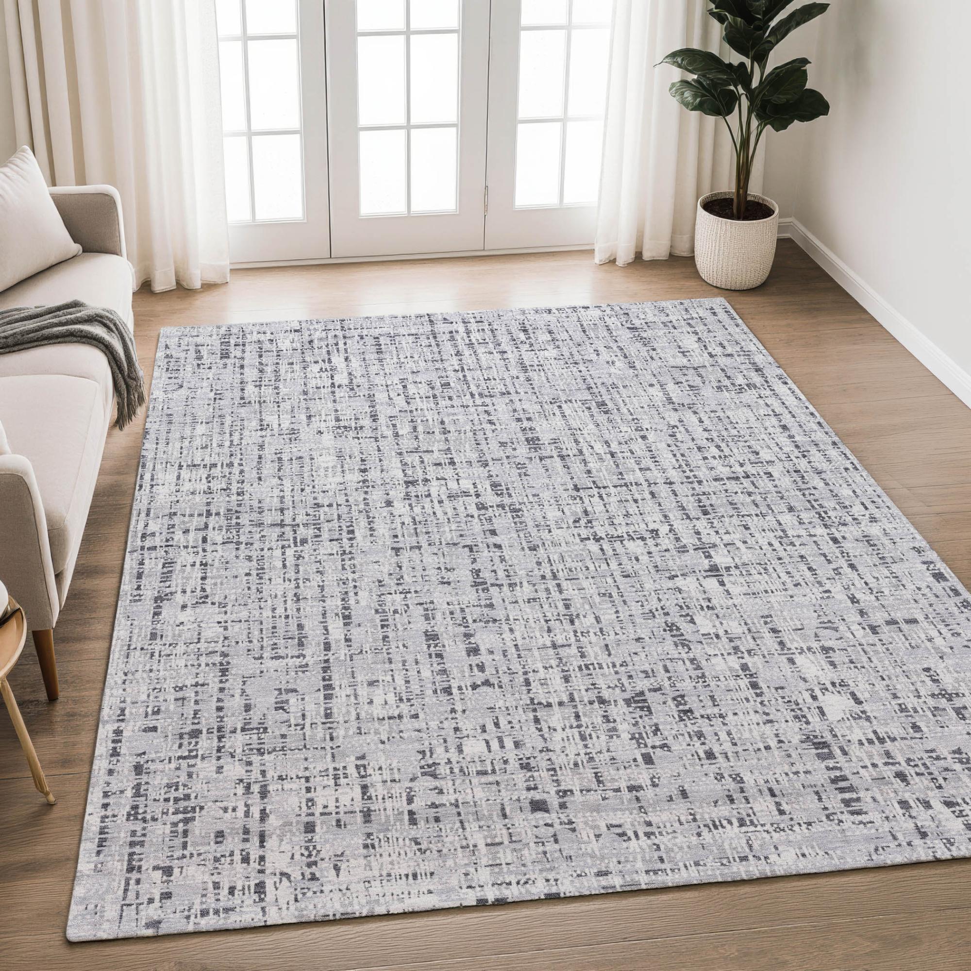 8' X 10' Ivory And Gray Abstract Washable Indoor Outdoor Area Rug Homeroots Outdoor