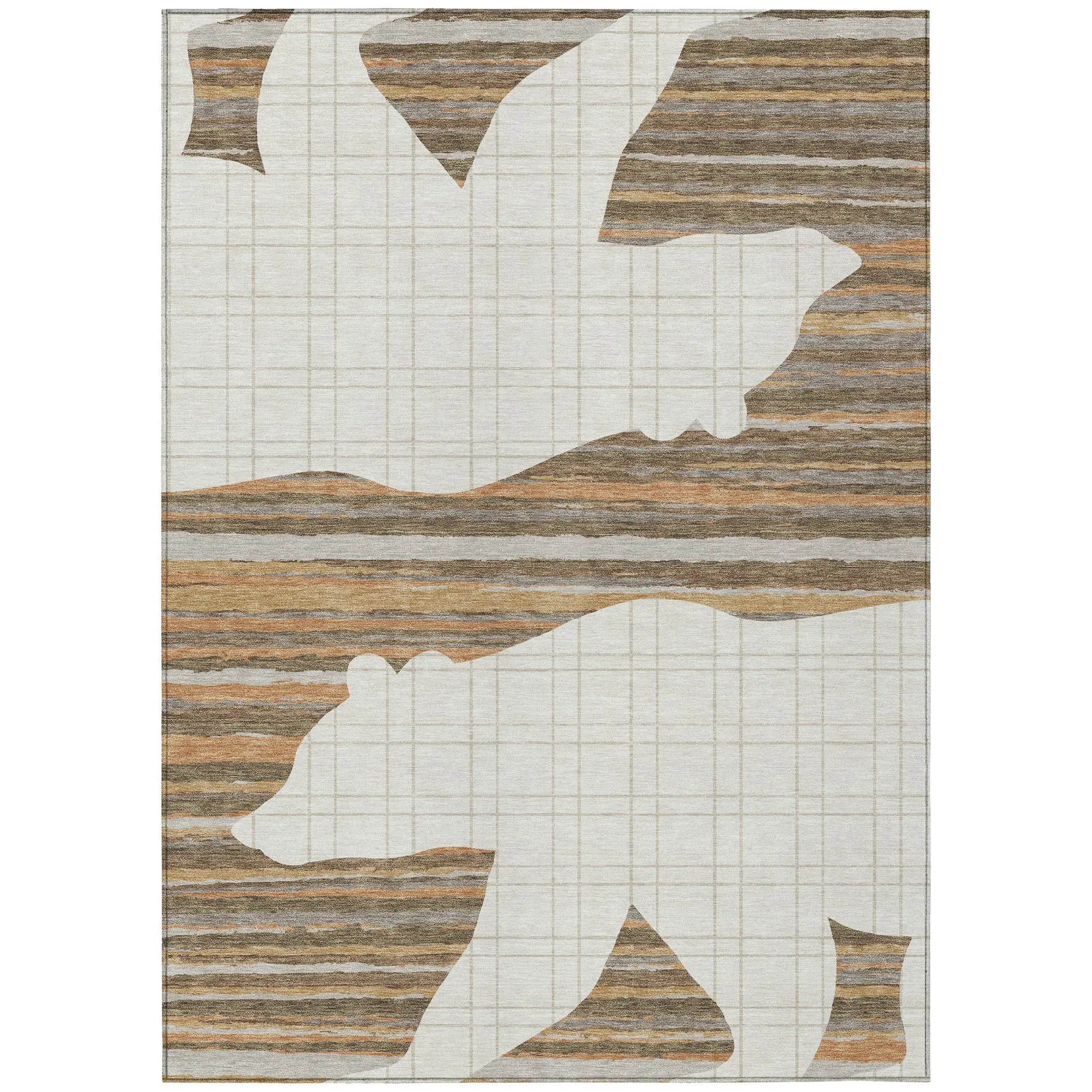 8' X 10' Ivory And Gray Abstract Washable Indoor Outdoor Area Rug Homeroots Outdoor