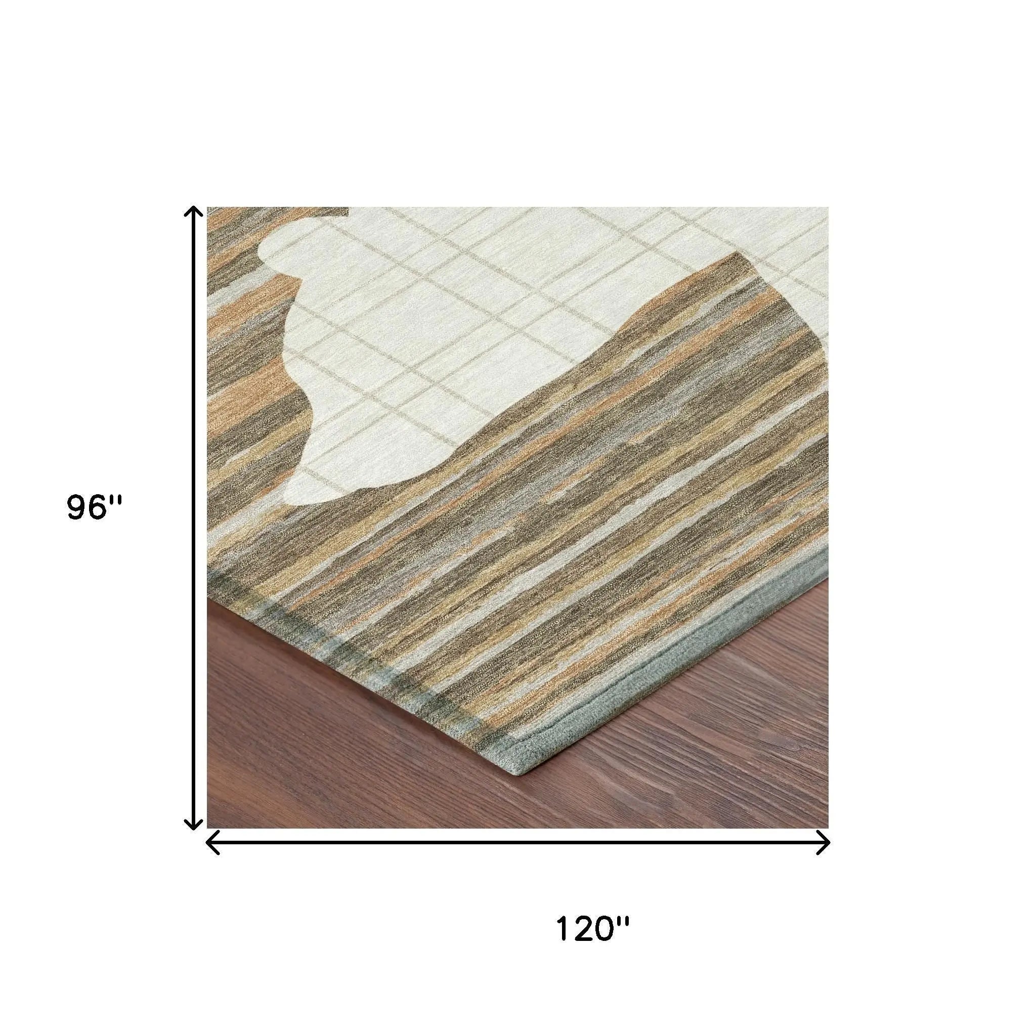 8' X 10' Ivory And Gray Abstract Washable Indoor Outdoor Area Rug Homeroots Outdoor