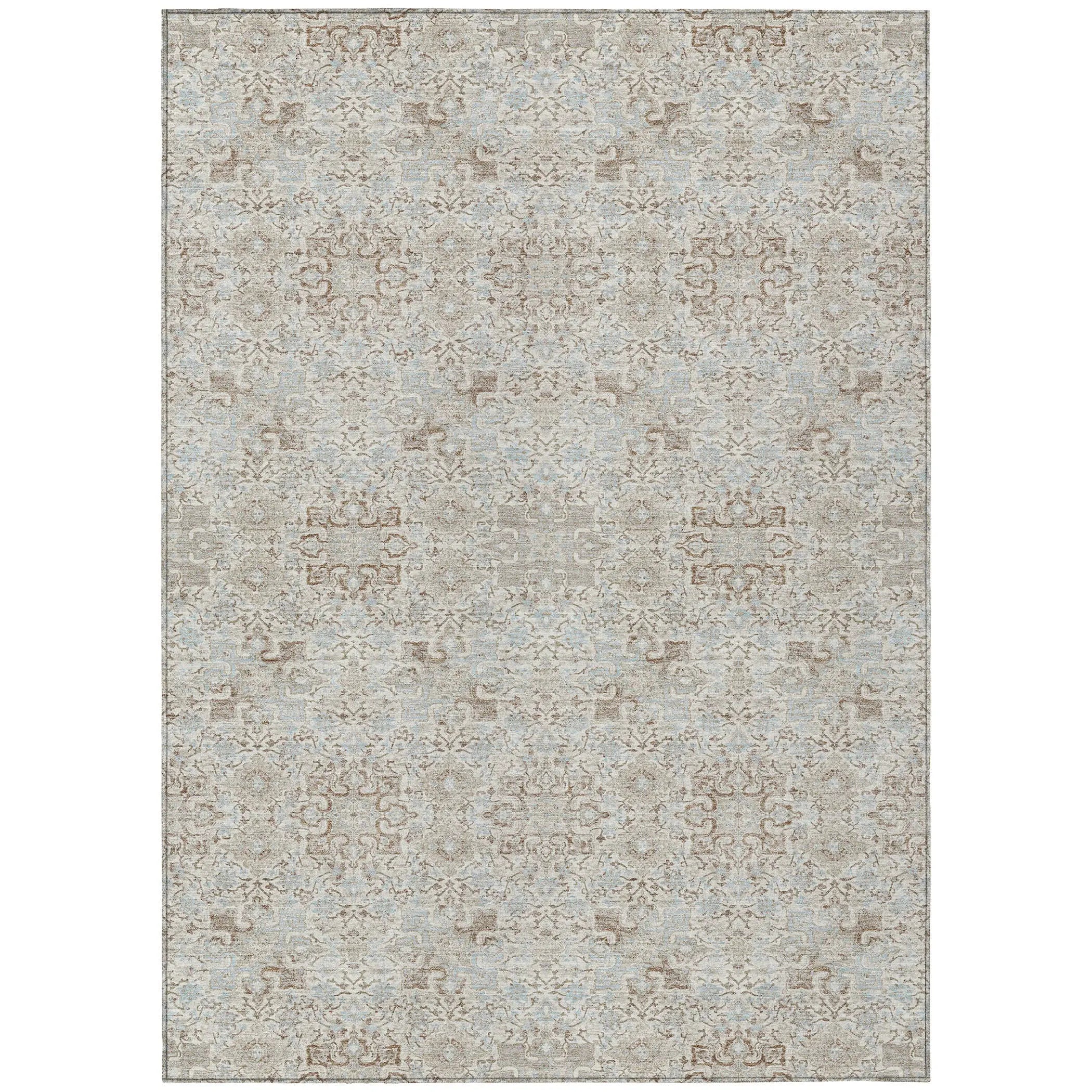 8' X 10' Ivory And Gray Oriental Washable Indoor Outdoor Area Rug Homeroots Outdoor