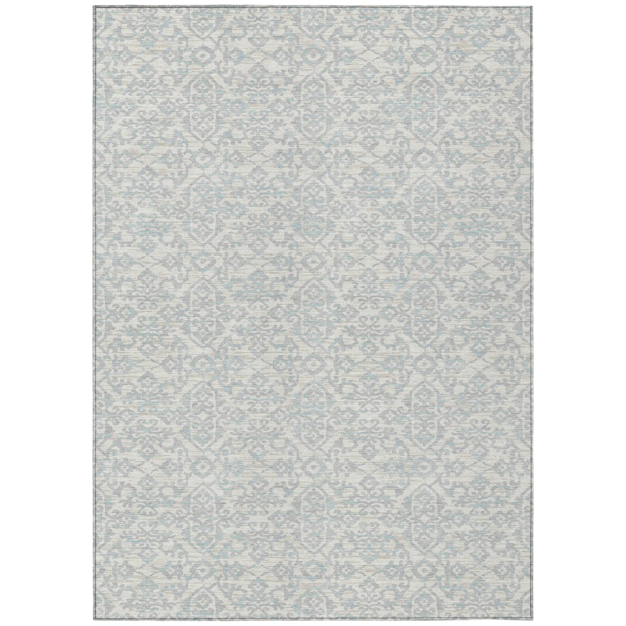 8' X 10' Ivory And Gray Oriental Washable Indoor Outdoor Area Rug Homeroots Outdoor