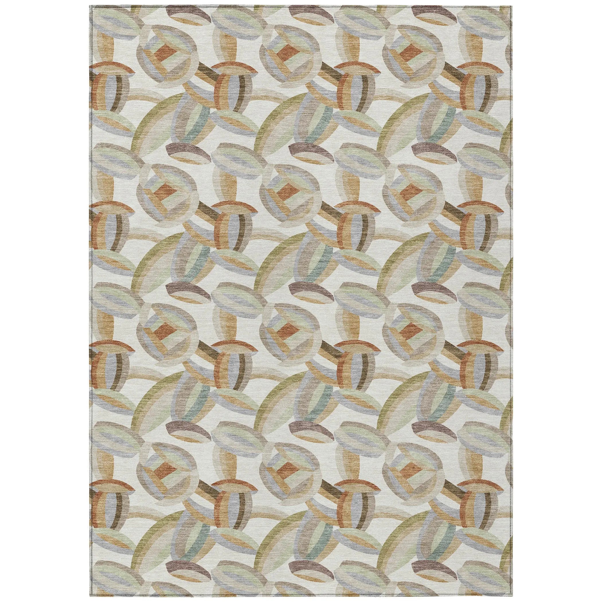 8' X 10' Ivory And Green Abstract Washable Indoor Outdoor Area Rug Homeroots Outdoor