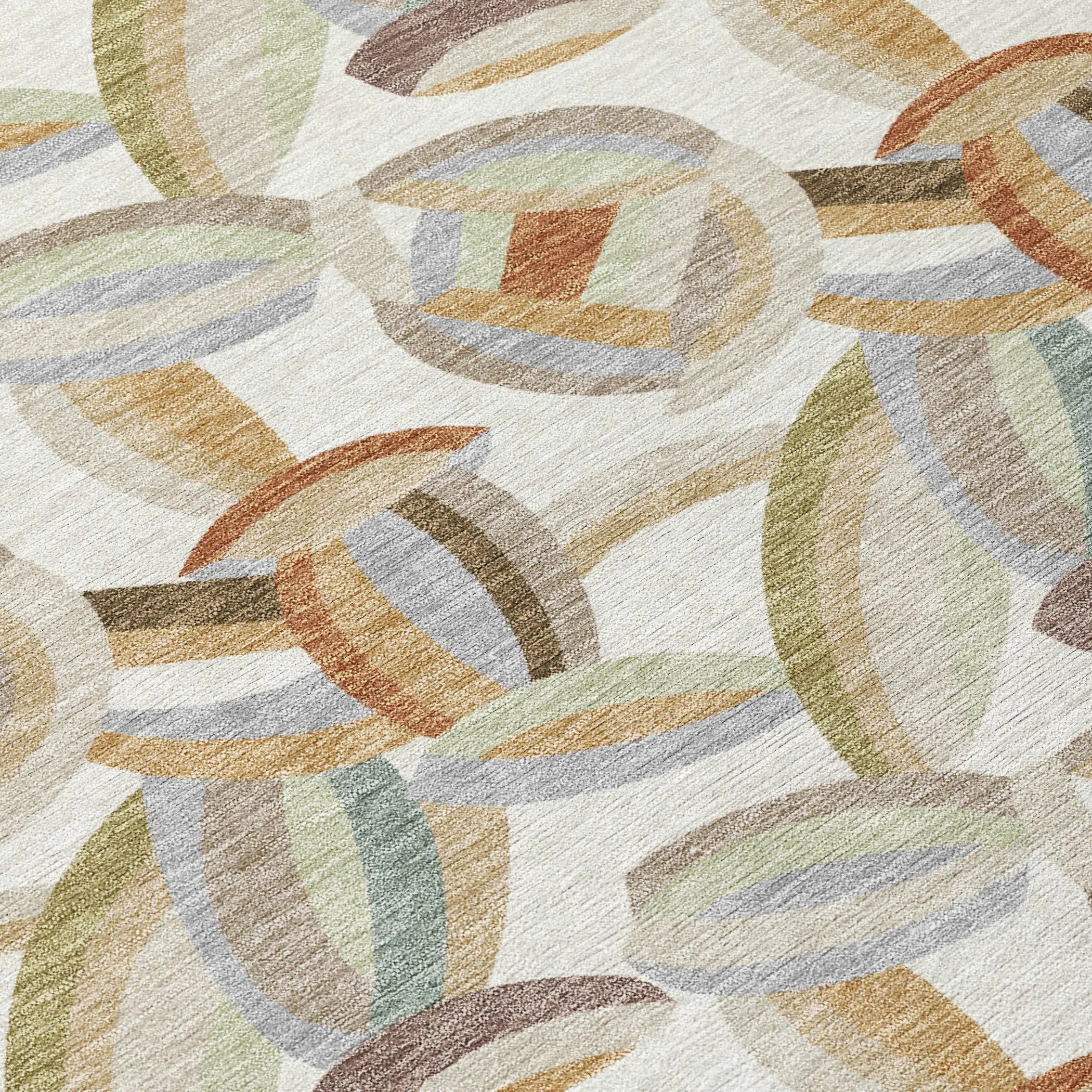 8' X 10' Ivory And Green Abstract Washable Indoor Outdoor Area Rug Homeroots Outdoor