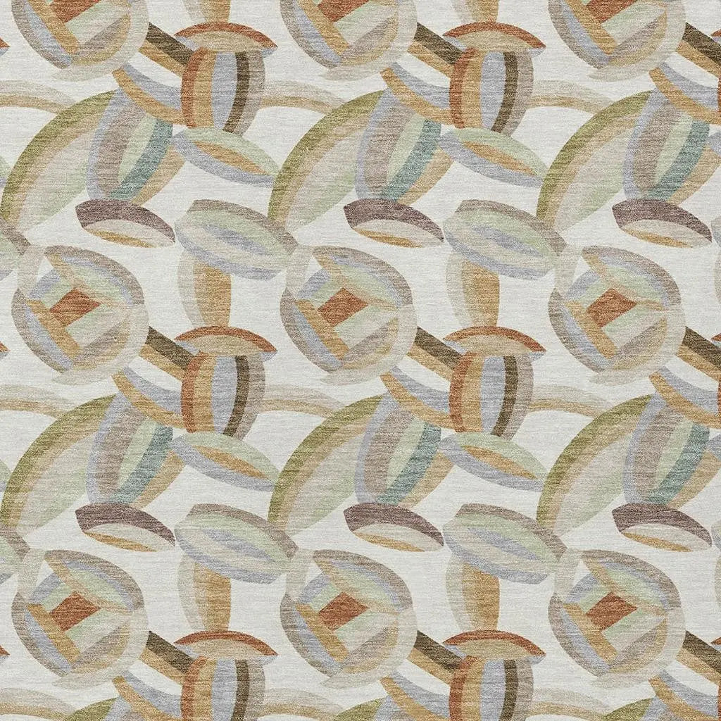 8' X 10' Ivory And Green Abstract Washable Indoor Outdoor Area Rug Homeroots Outdoor